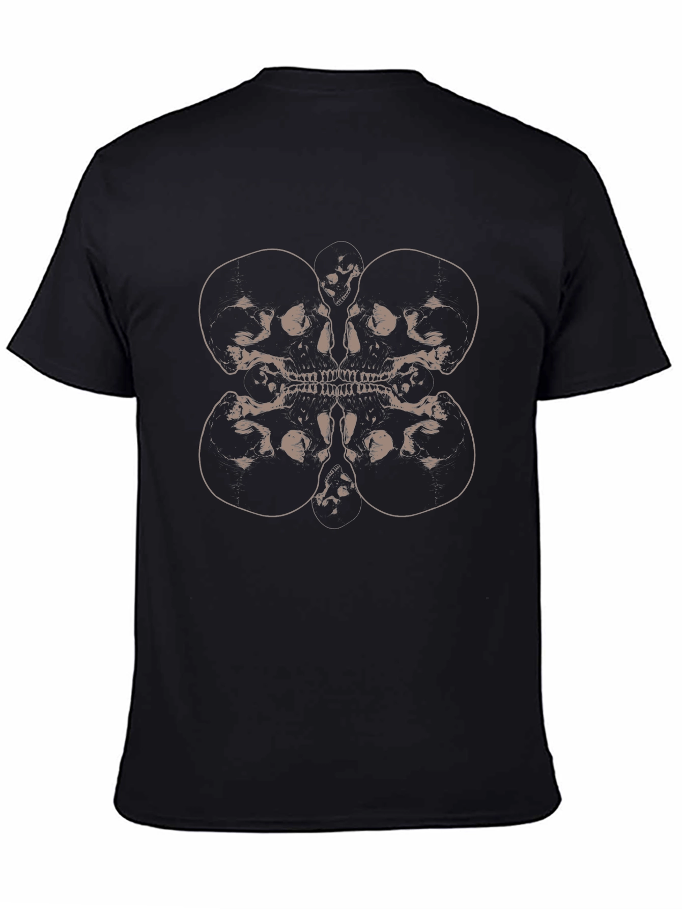 Skull Pattern Graphic Tee - Modern Dark Style