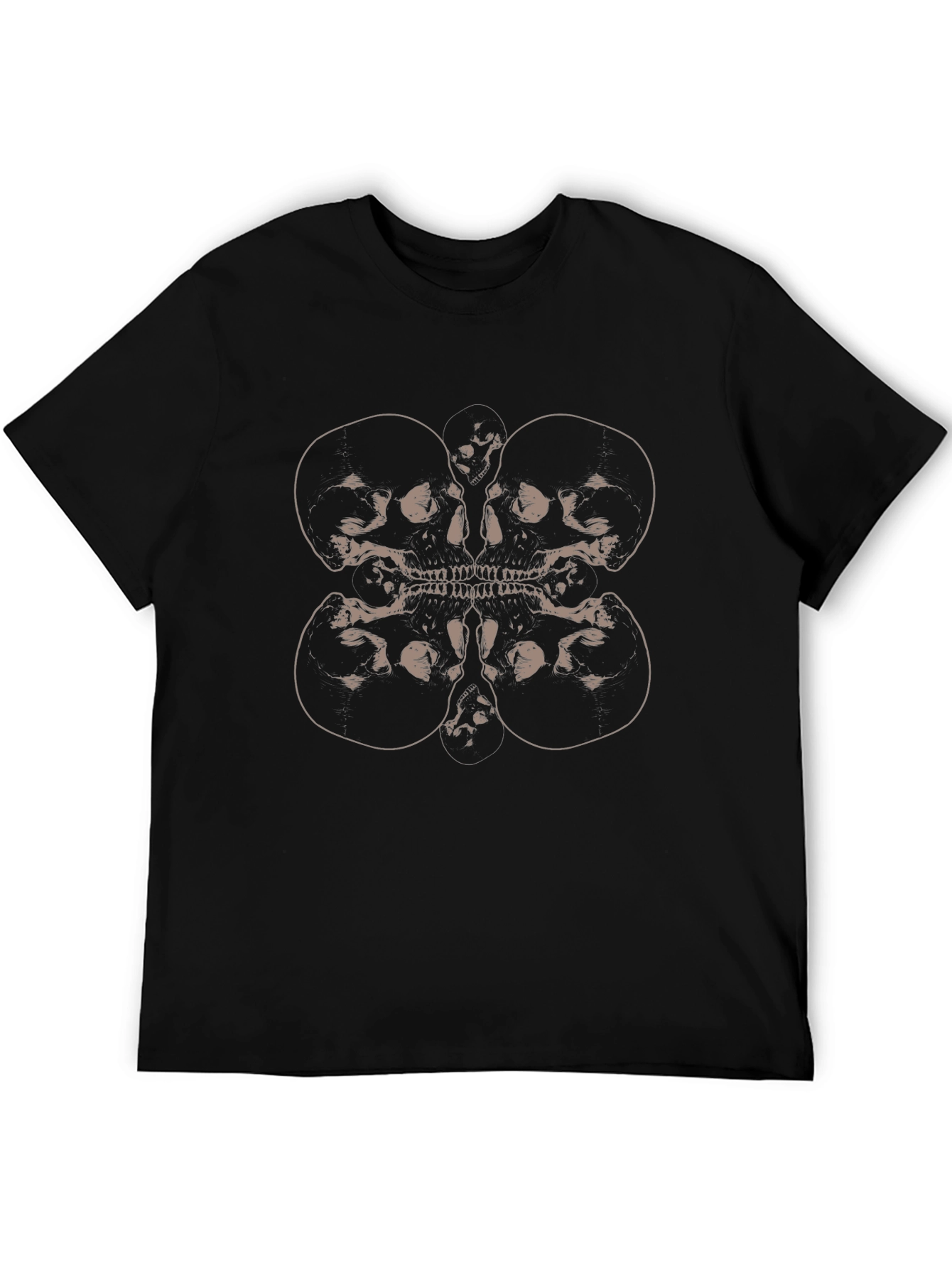 Skull Pattern Graphic Tee - Modern Dark Style