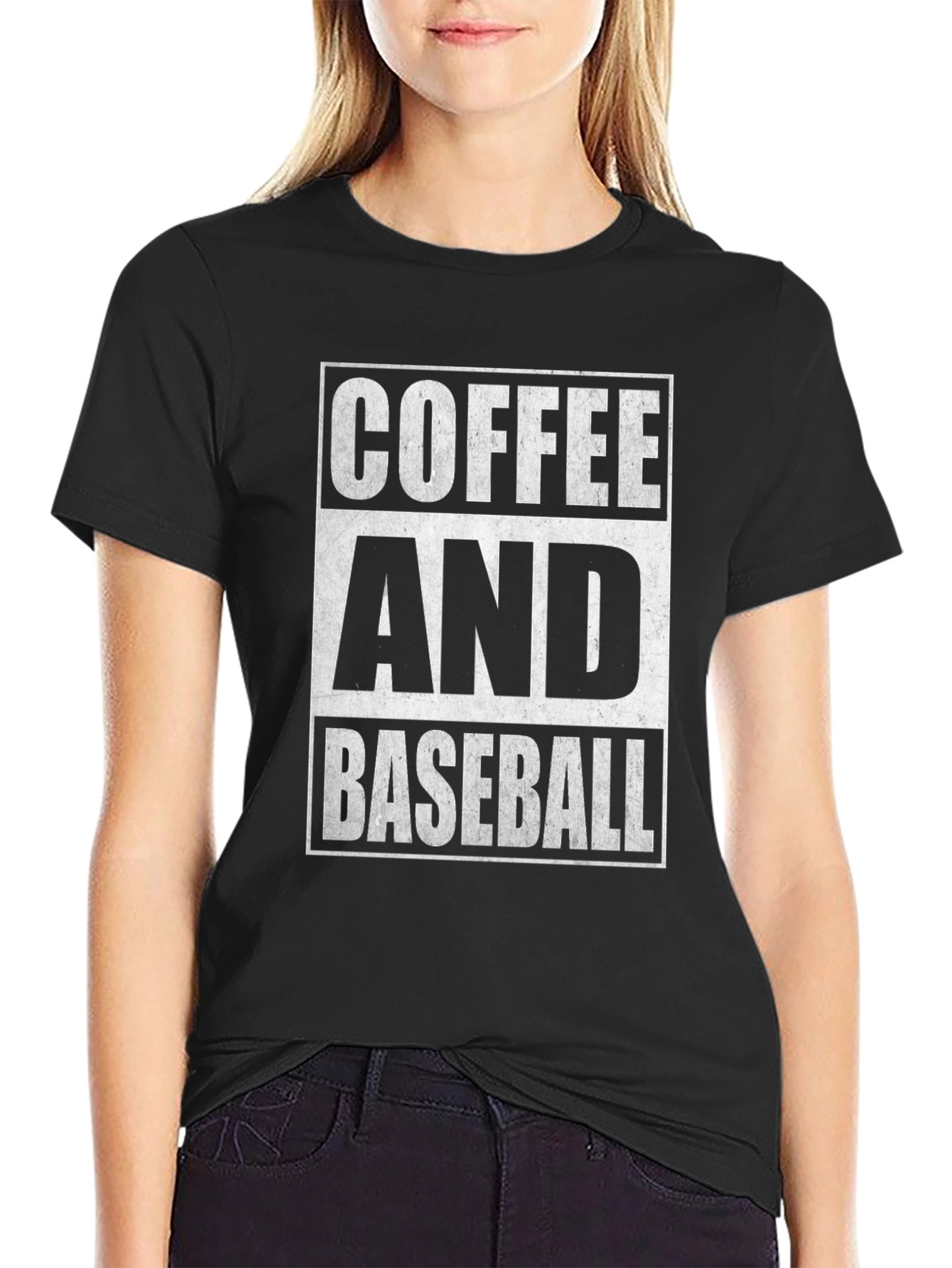Coffee and Baseball Graphic Tee - Black Cotton T-Shirt