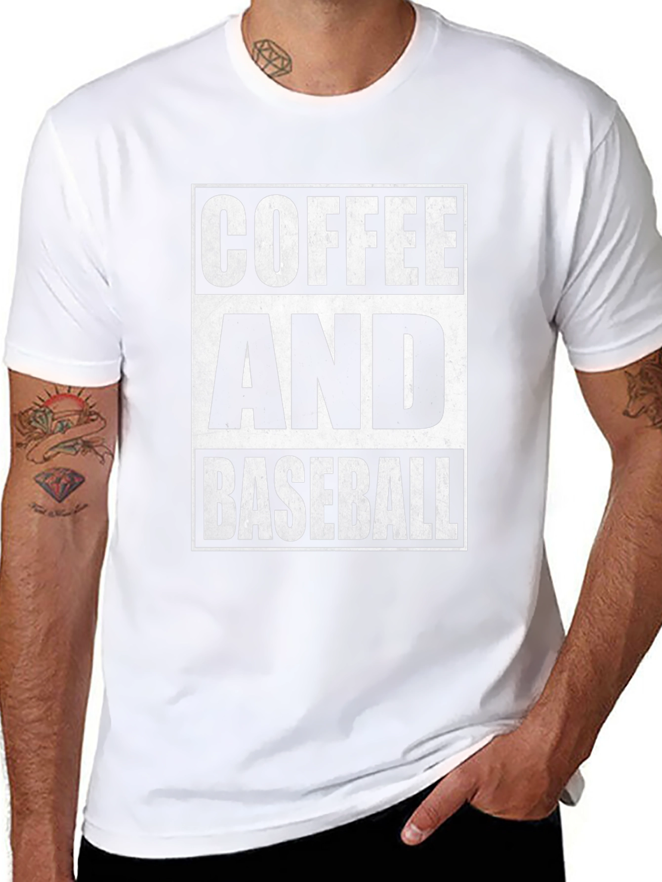 Coffee and Baseball Graphic Tee - Black Cotton T-Shirt