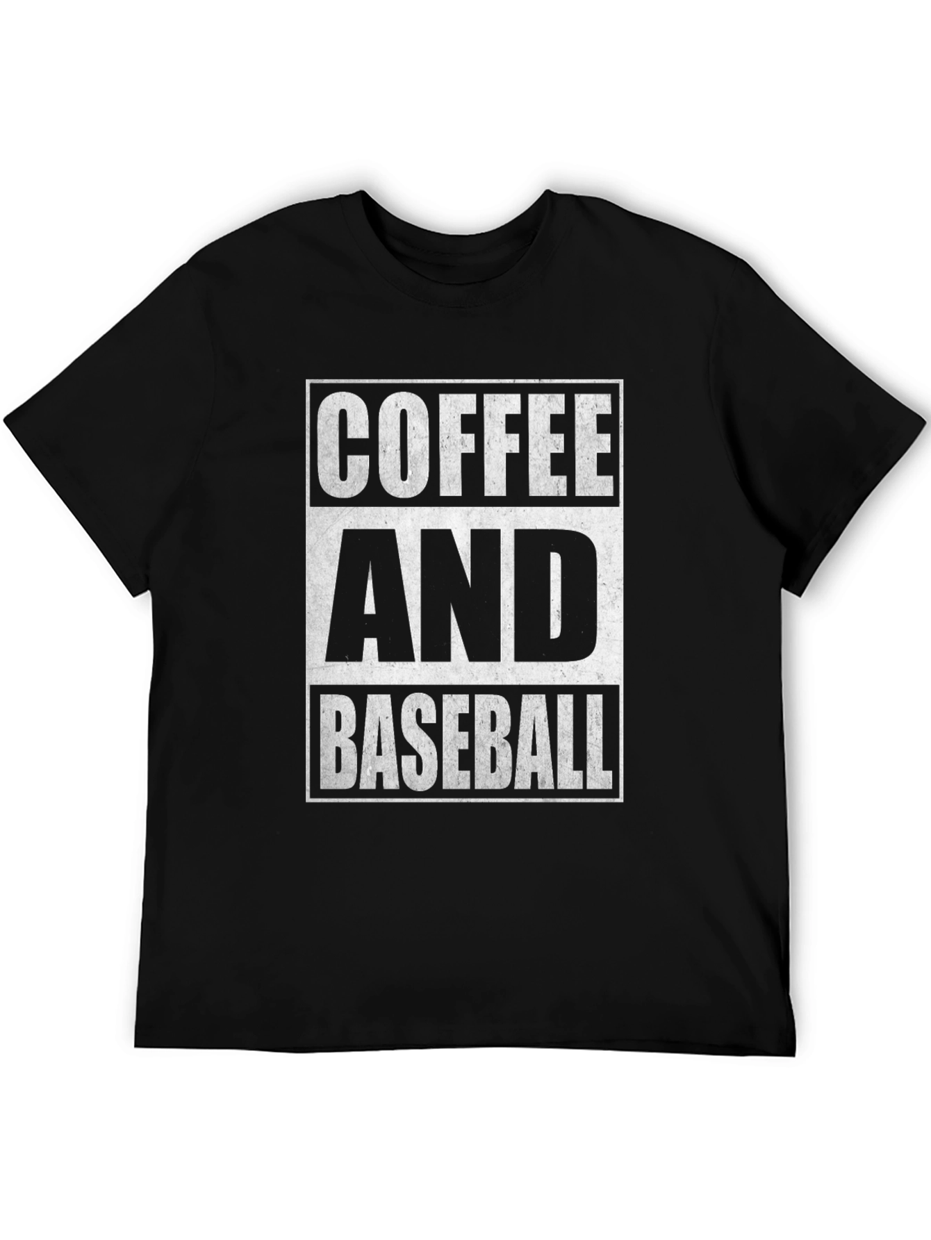 Coffee and Baseball Graphic Tee - Black Cotton T-Shirt