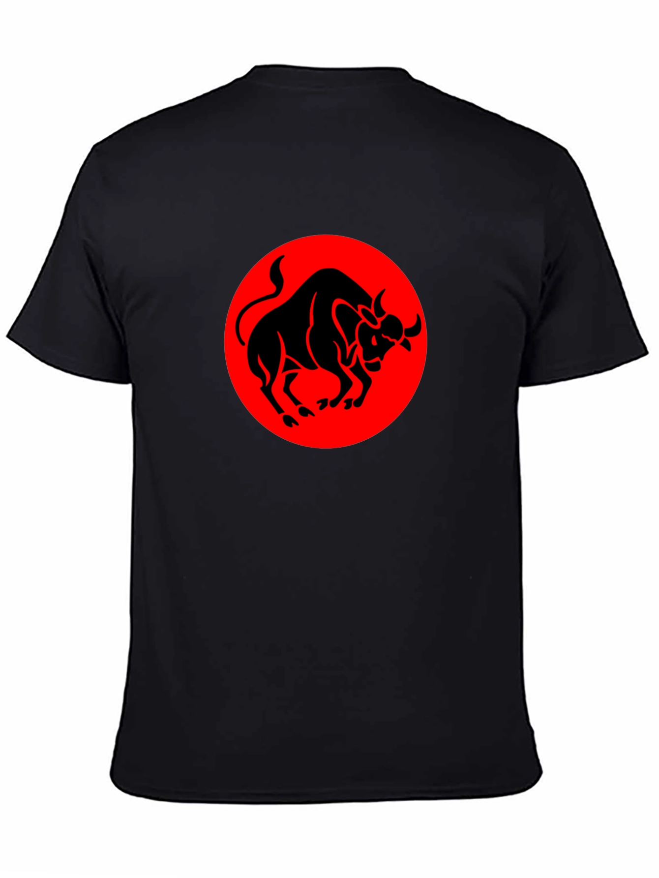 Black Bull Graphic Tee - Red Circle Design