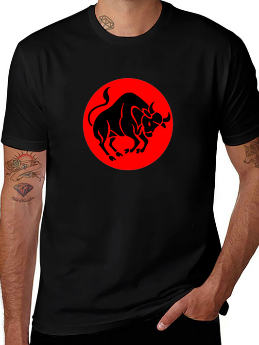 Black Bull Graphic Tee - Red Circle Design
