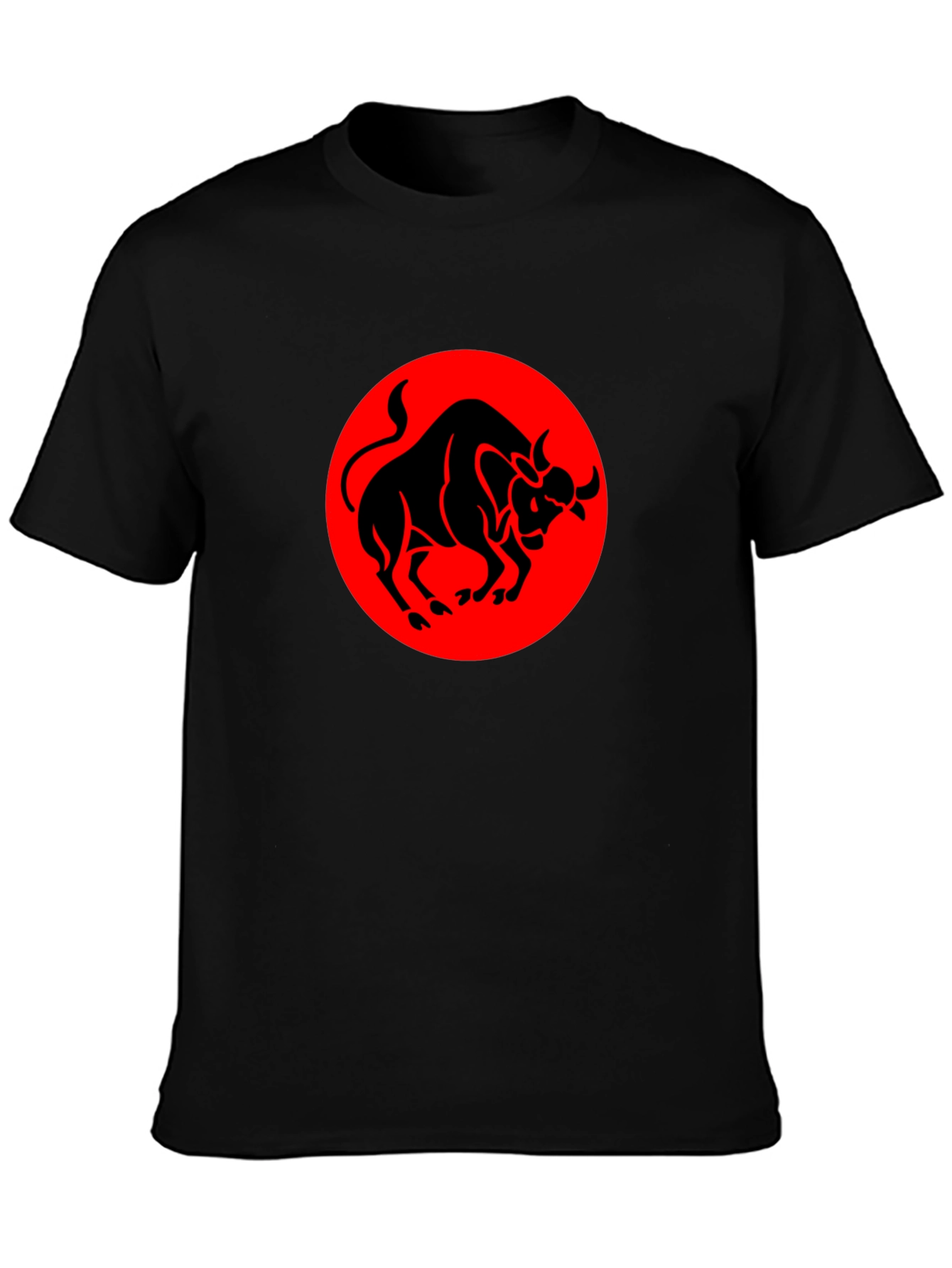 Black Bull Graphic Tee - Red Circle Design