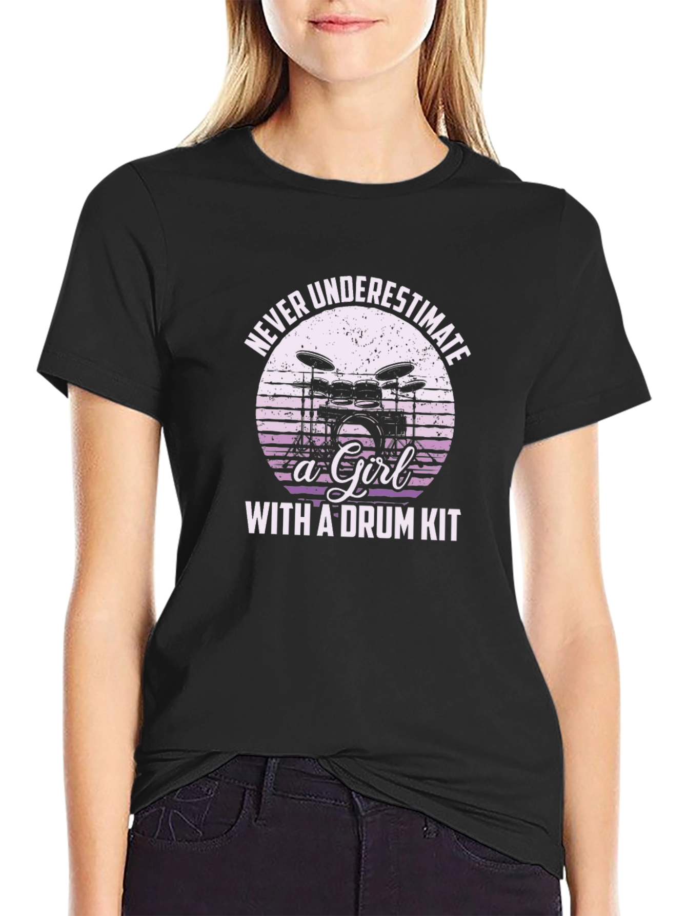 Never Underestimate a Girl with a Drum Kit T-Shirt