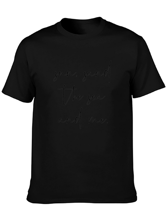Sun Sand Sea and Me Black Graphic T-Shirt