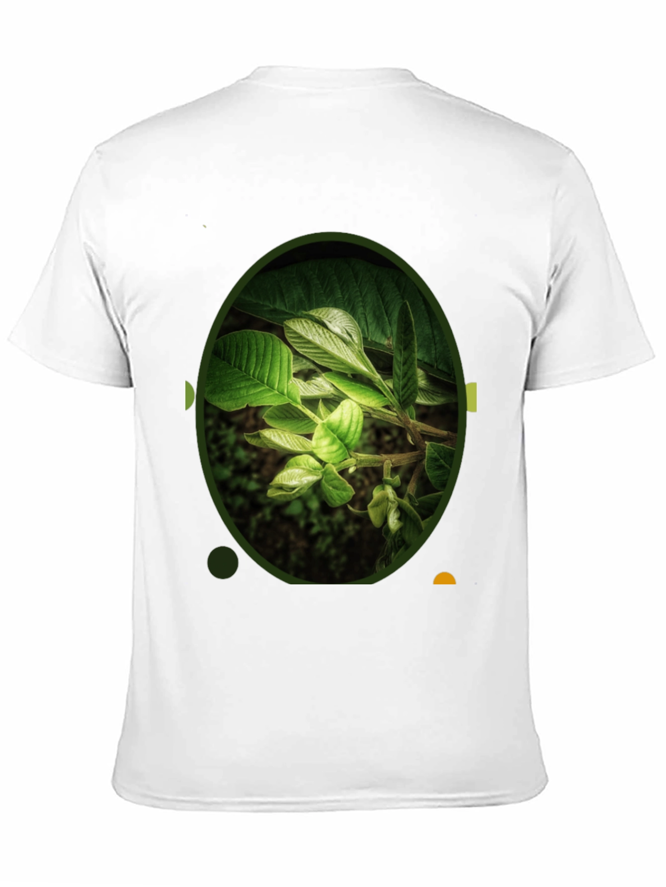 Nature Leaf Print Black Crew Neck T-Shirt