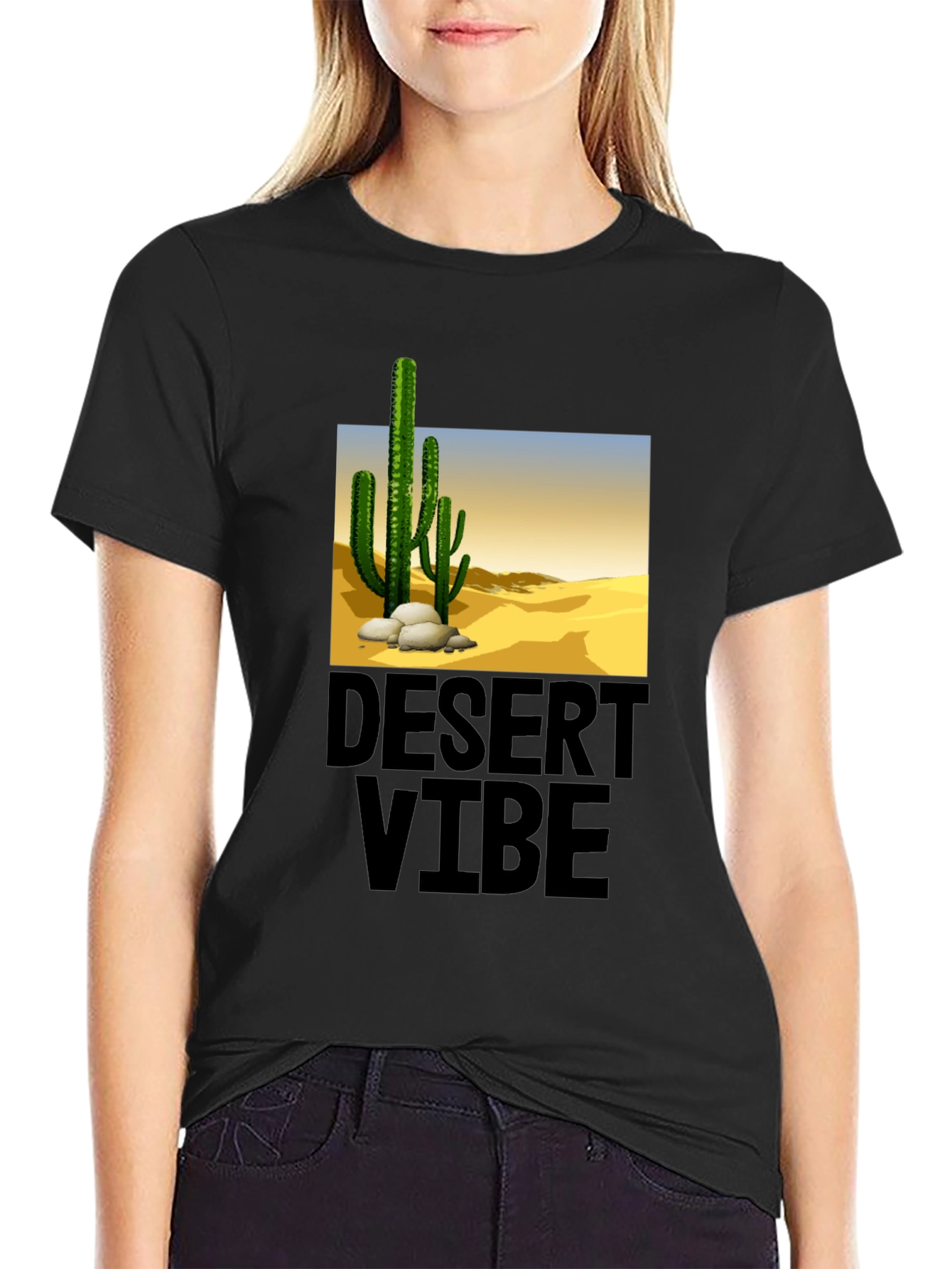 Desert Vibe Graphic Tee - Black Casual T-Shirt