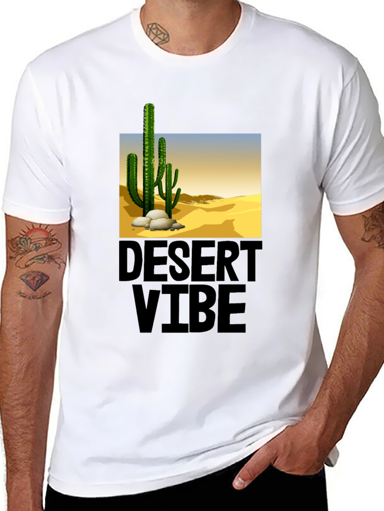 Desert Vibe Graphic Tee - Black Casual T-Shirt