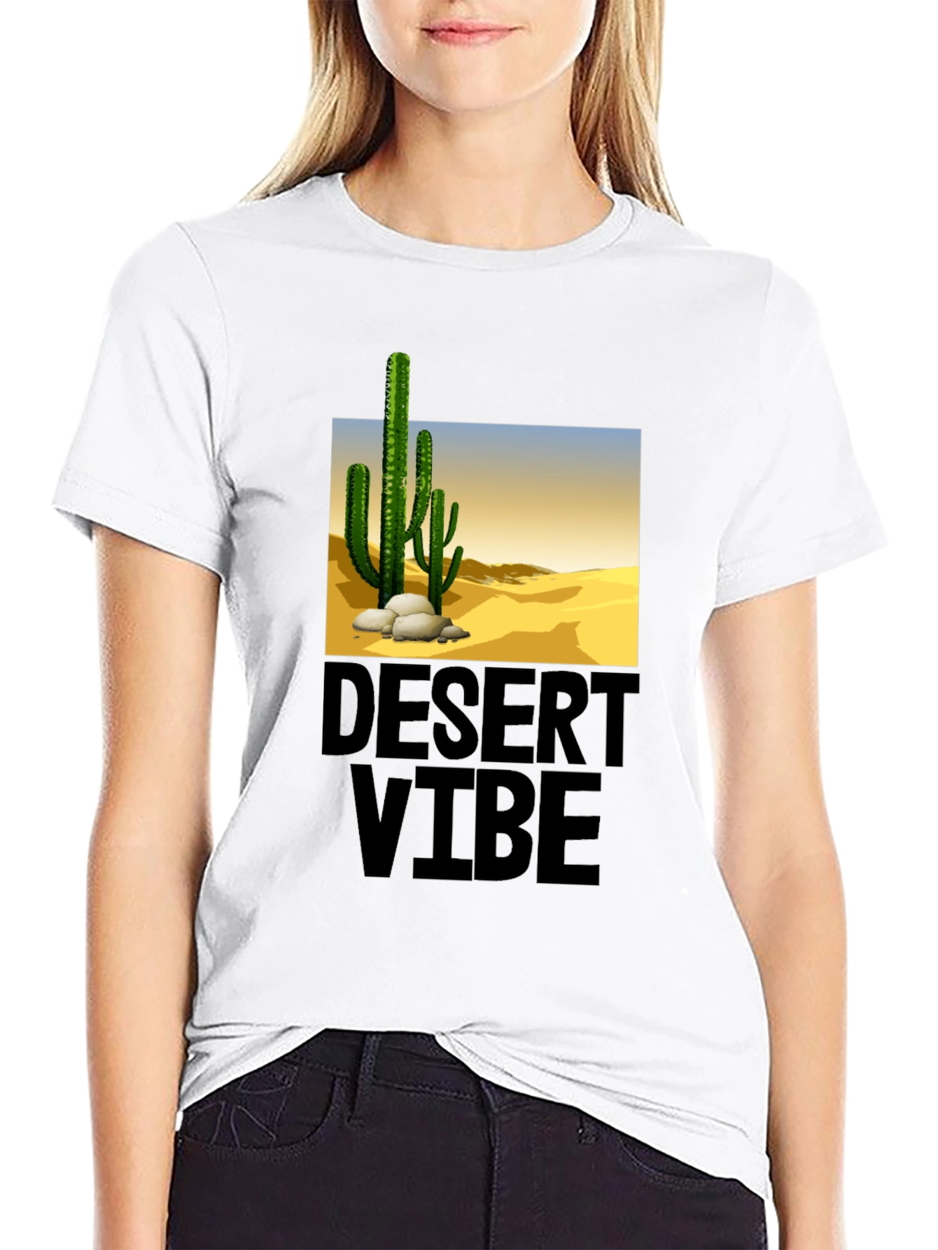 Desert Vibe Graphic Tee - Black Casual T-Shirt
