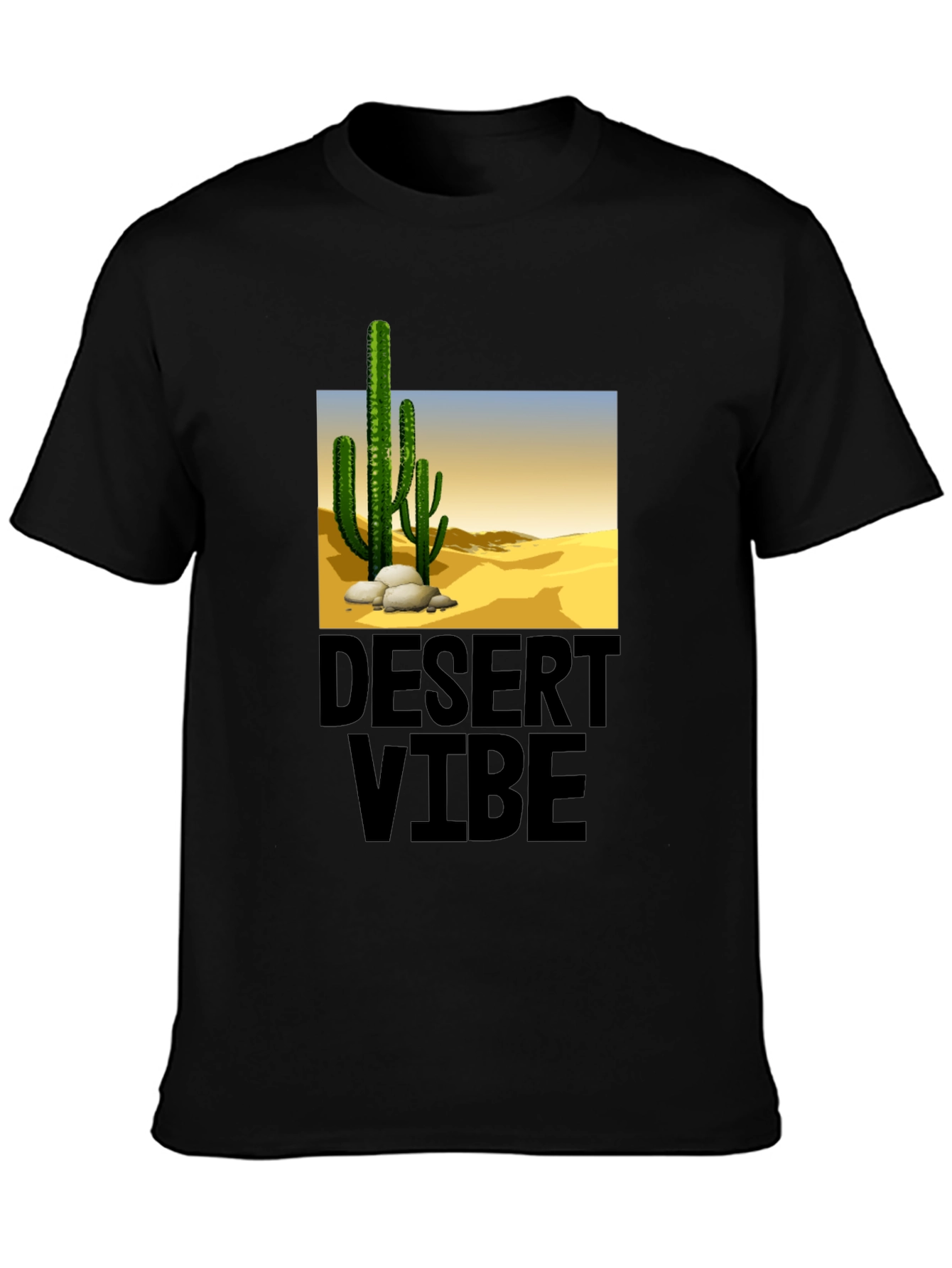 Desert Vibe Graphic Tee - Black Casual T-Shirt