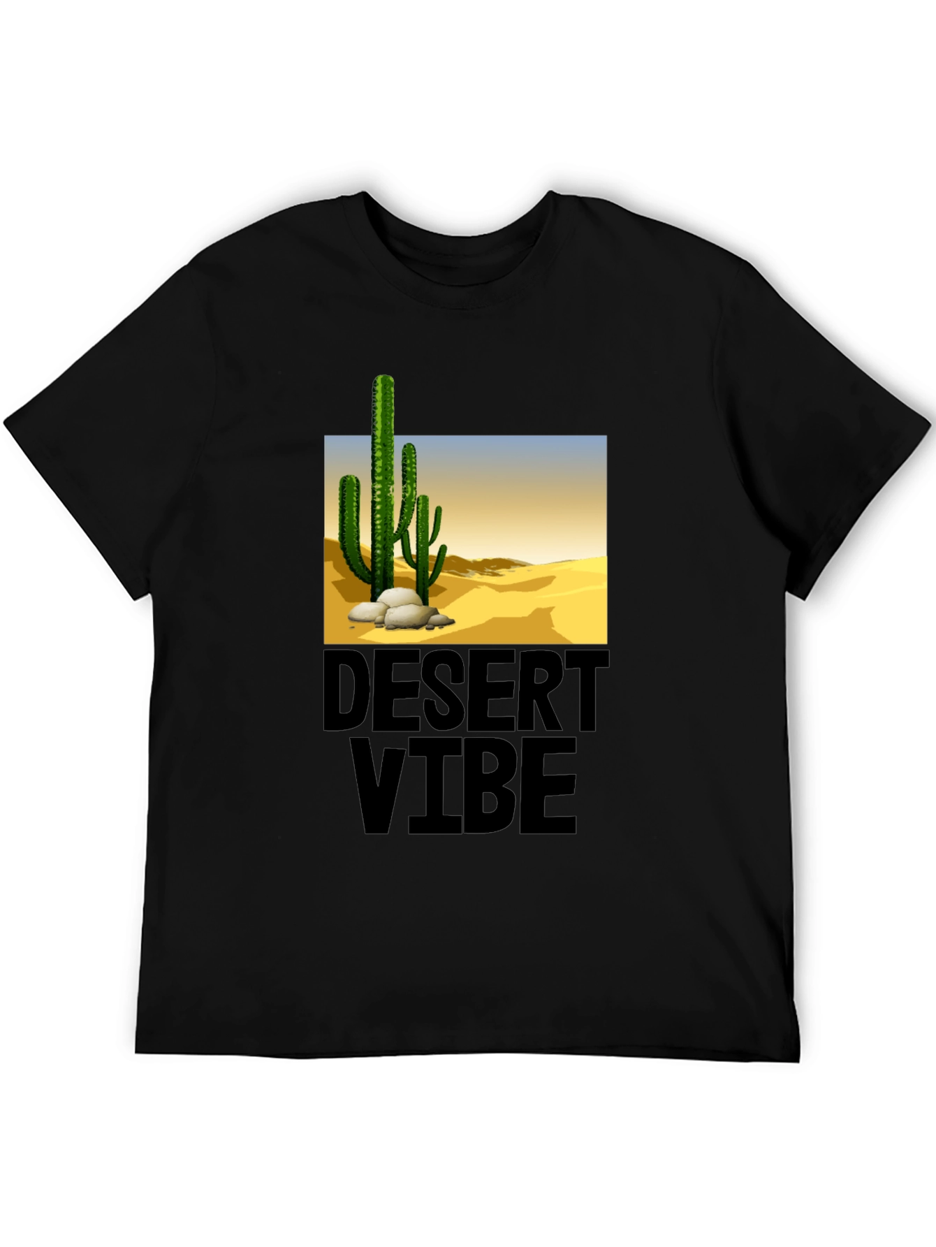 Desert Vibe Graphic Tee - Black Casual T-Shirt