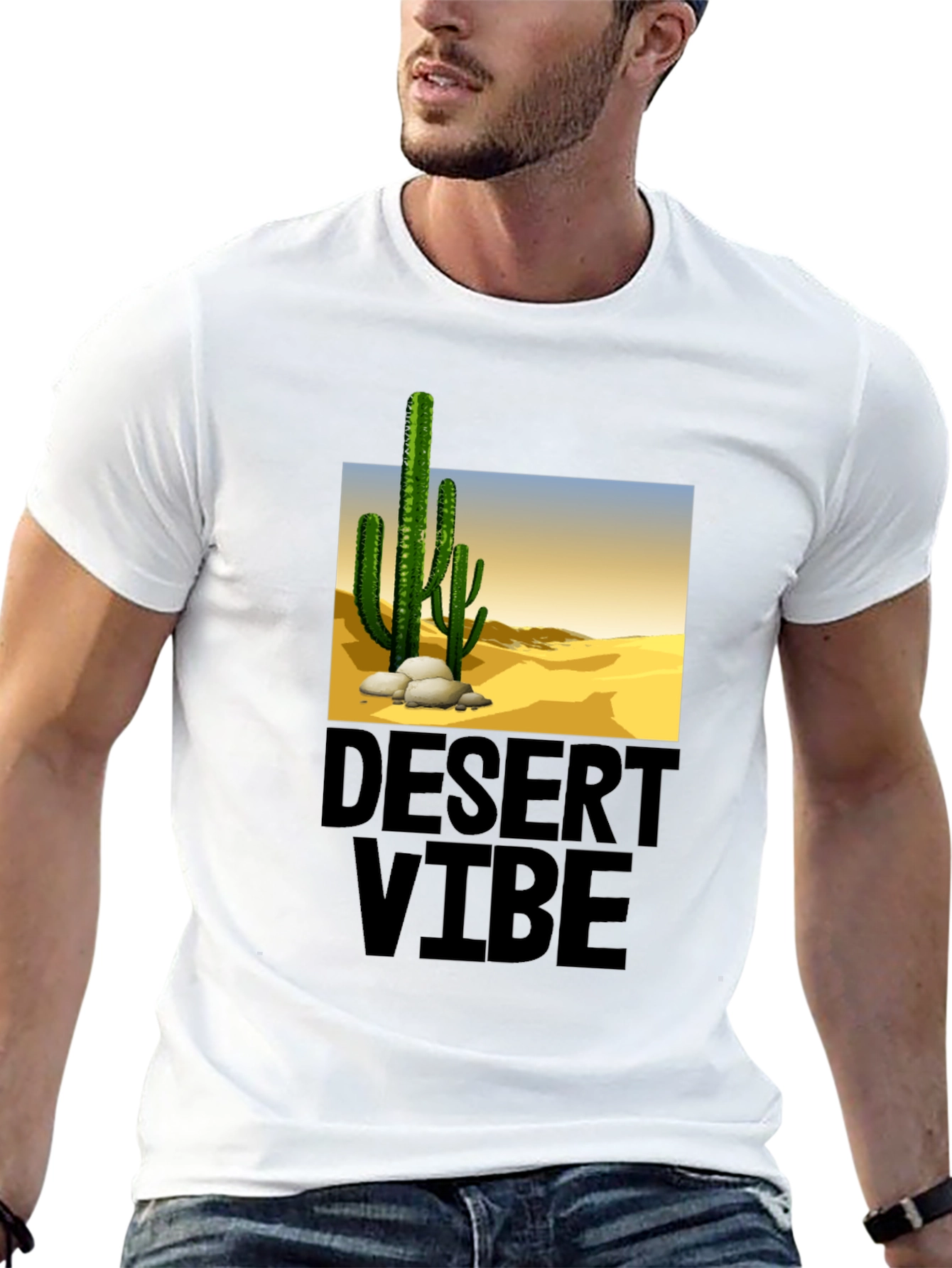 Desert Vibe Graphic Tee - Black Casual T-Shirt