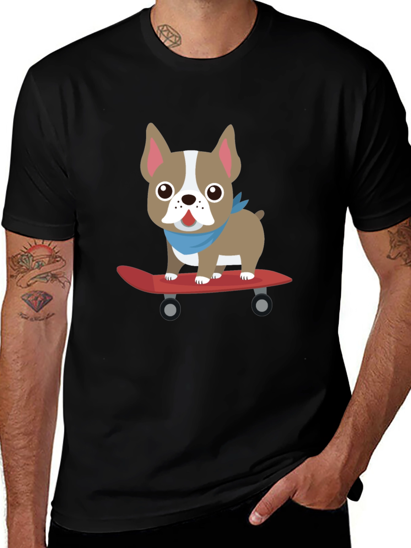 Dog on Skateboard Graphic T-Shirt