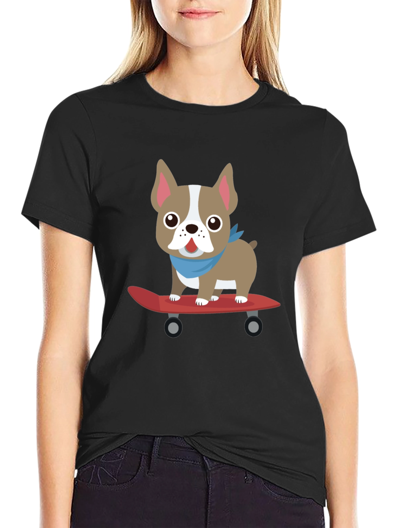 Dog on Skateboard Graphic T-Shirt