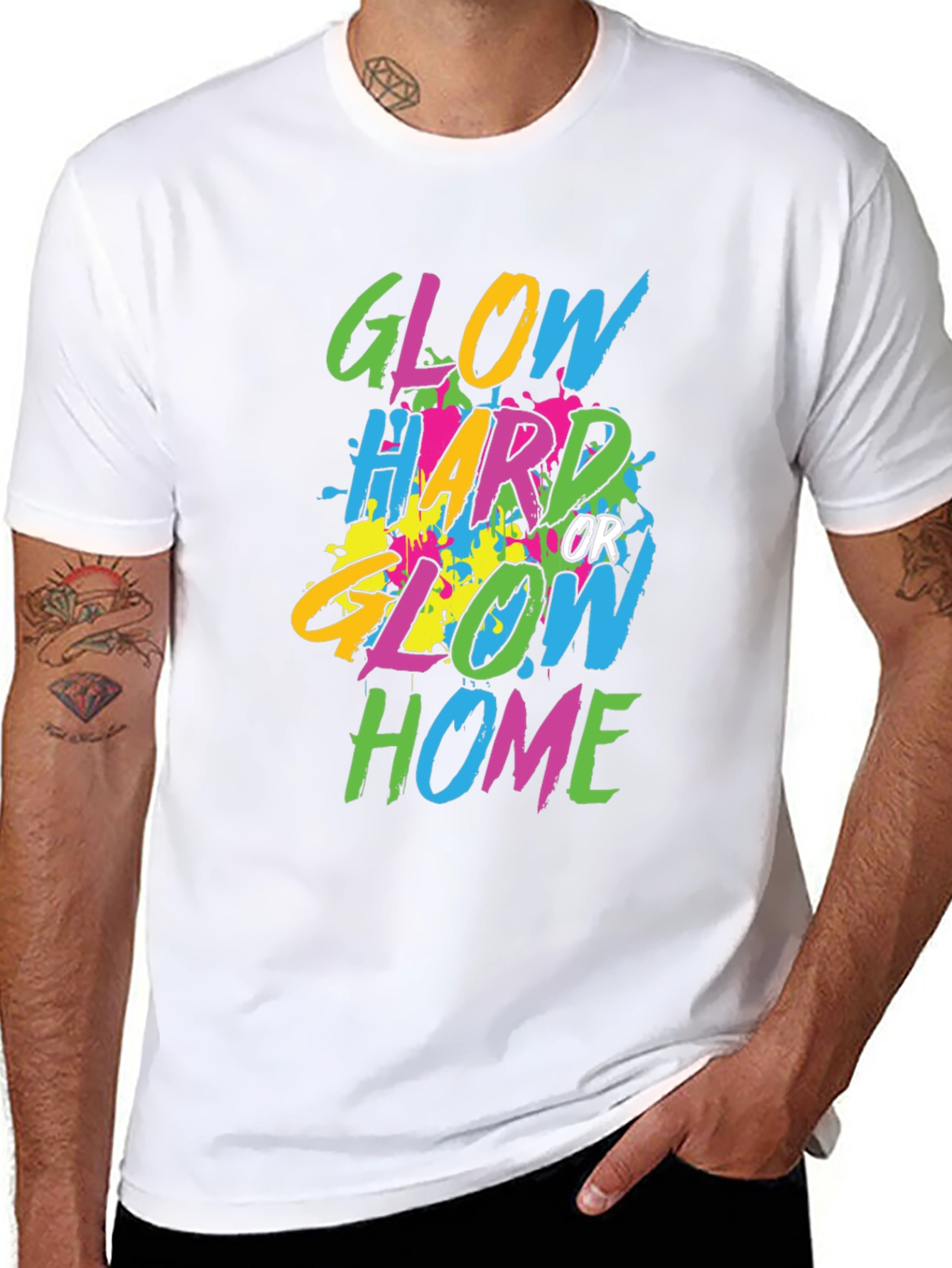 Glow Hard or Glow Home Black Graphic Tee