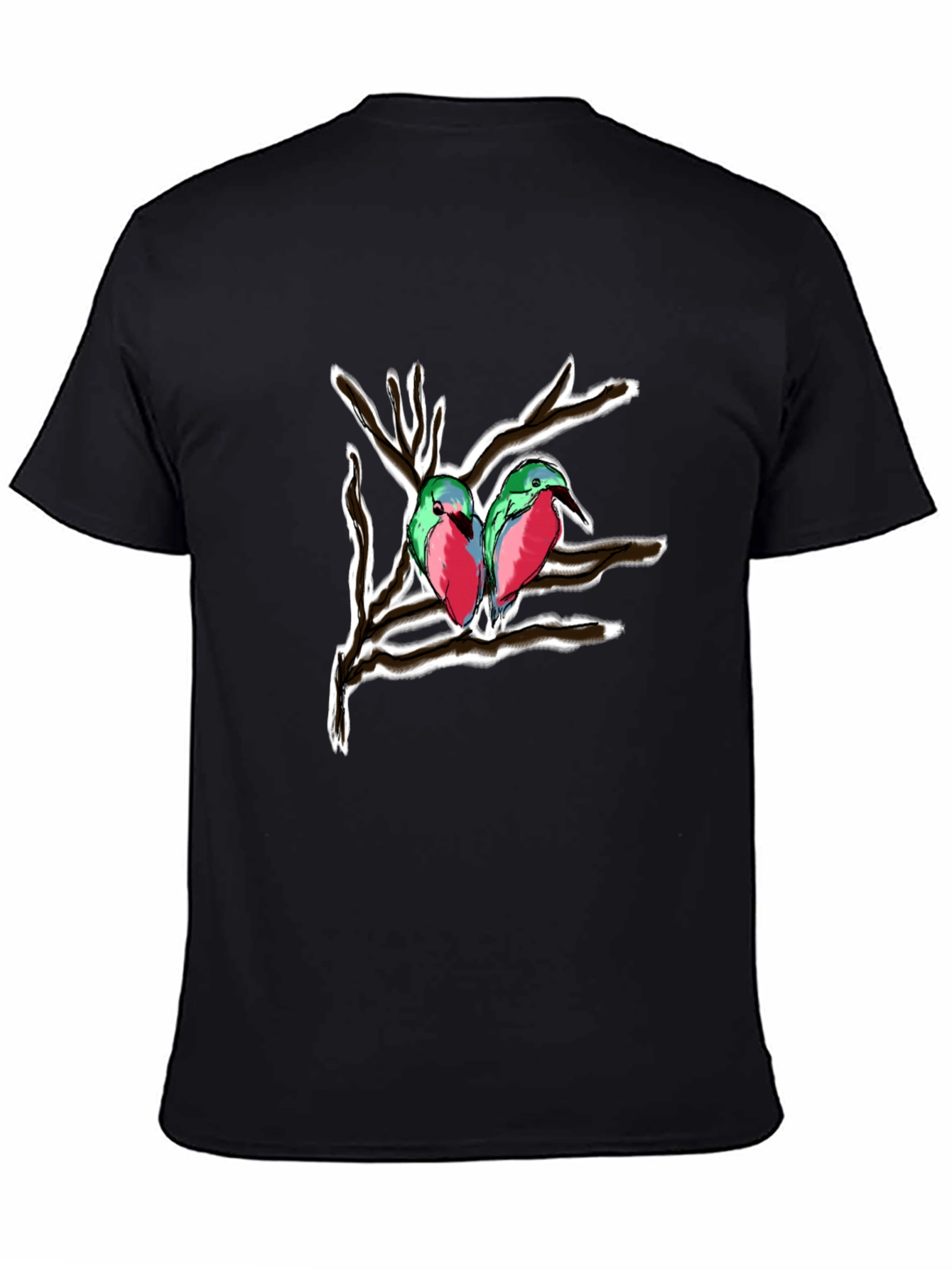 Birds on Branch Graphic Tee - Black