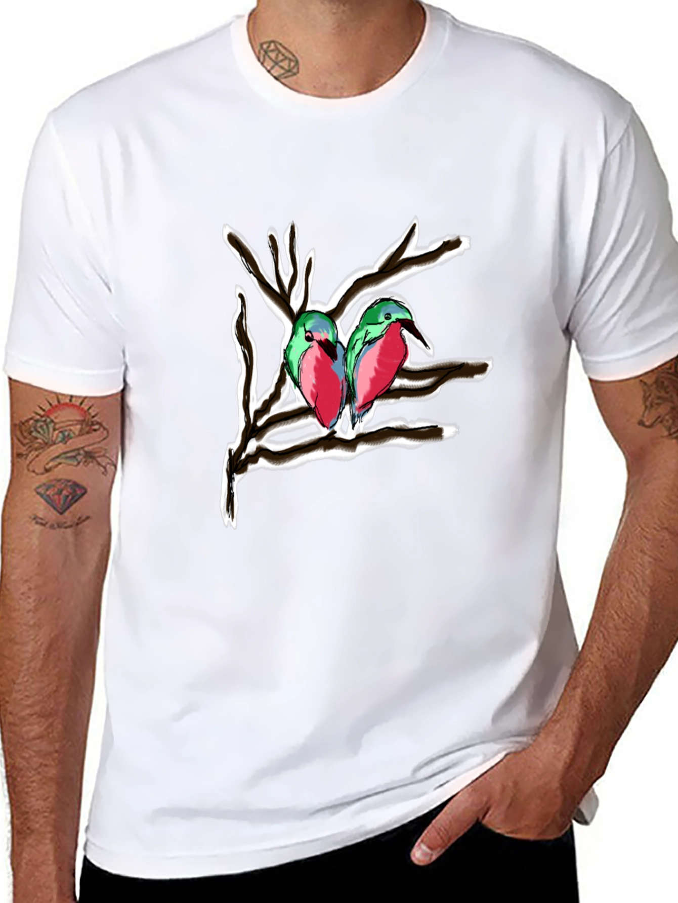 Birds on Branch Graphic Tee - Black