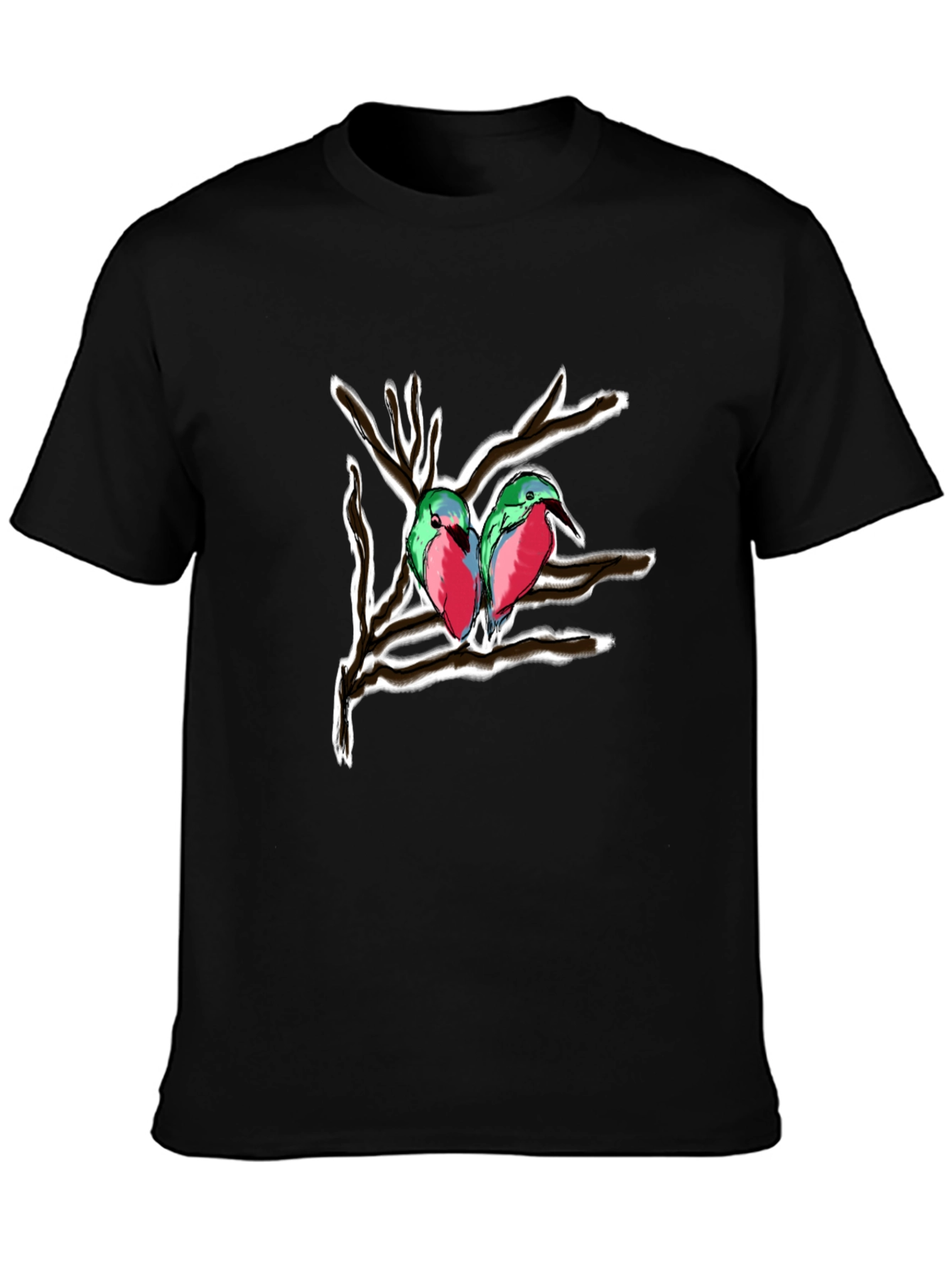 Birds on Branch Graphic Tee - Black