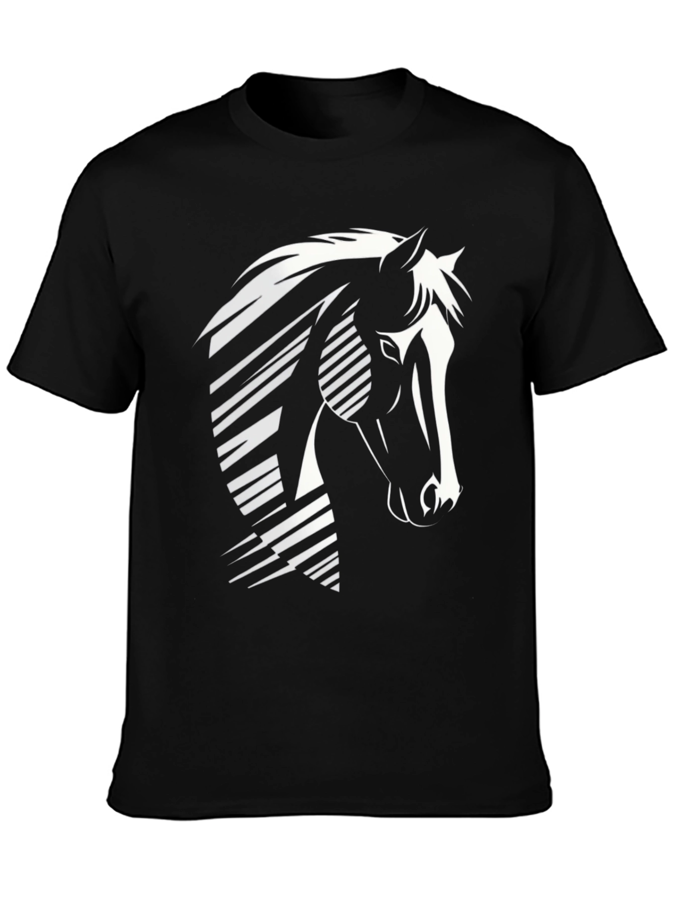 Geometric Horse Graphic T-Shirt - Black
