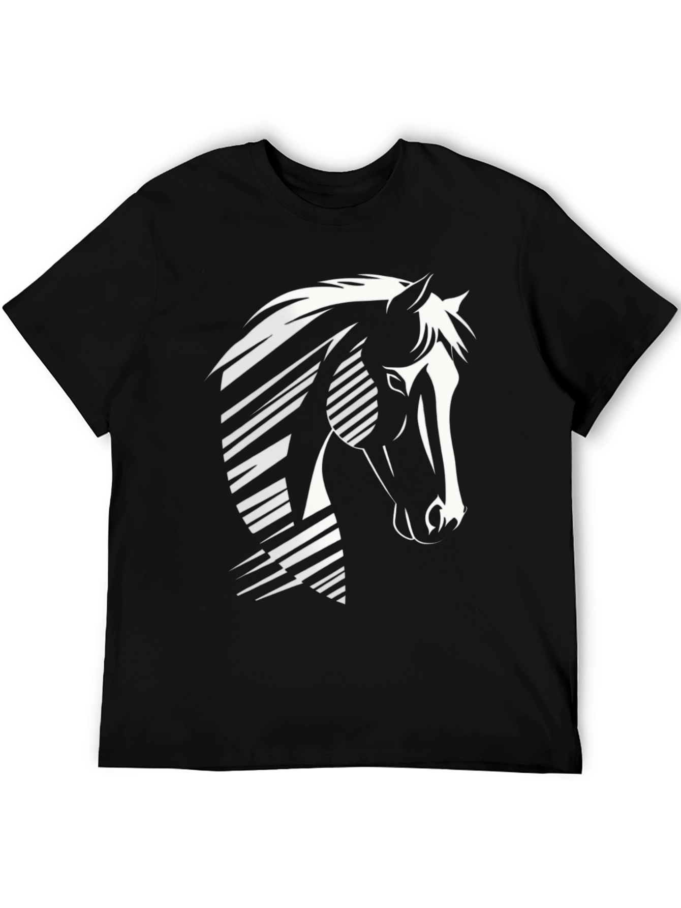 Geometric Horse Graphic T-Shirt - Black