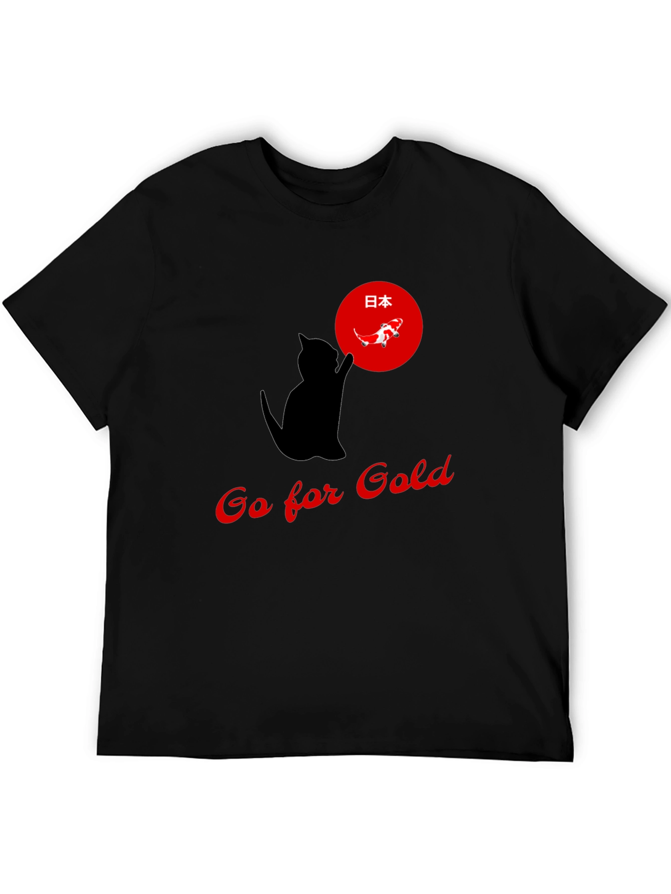 Go for Gold Cat T-Shirt Japanese Koi Design