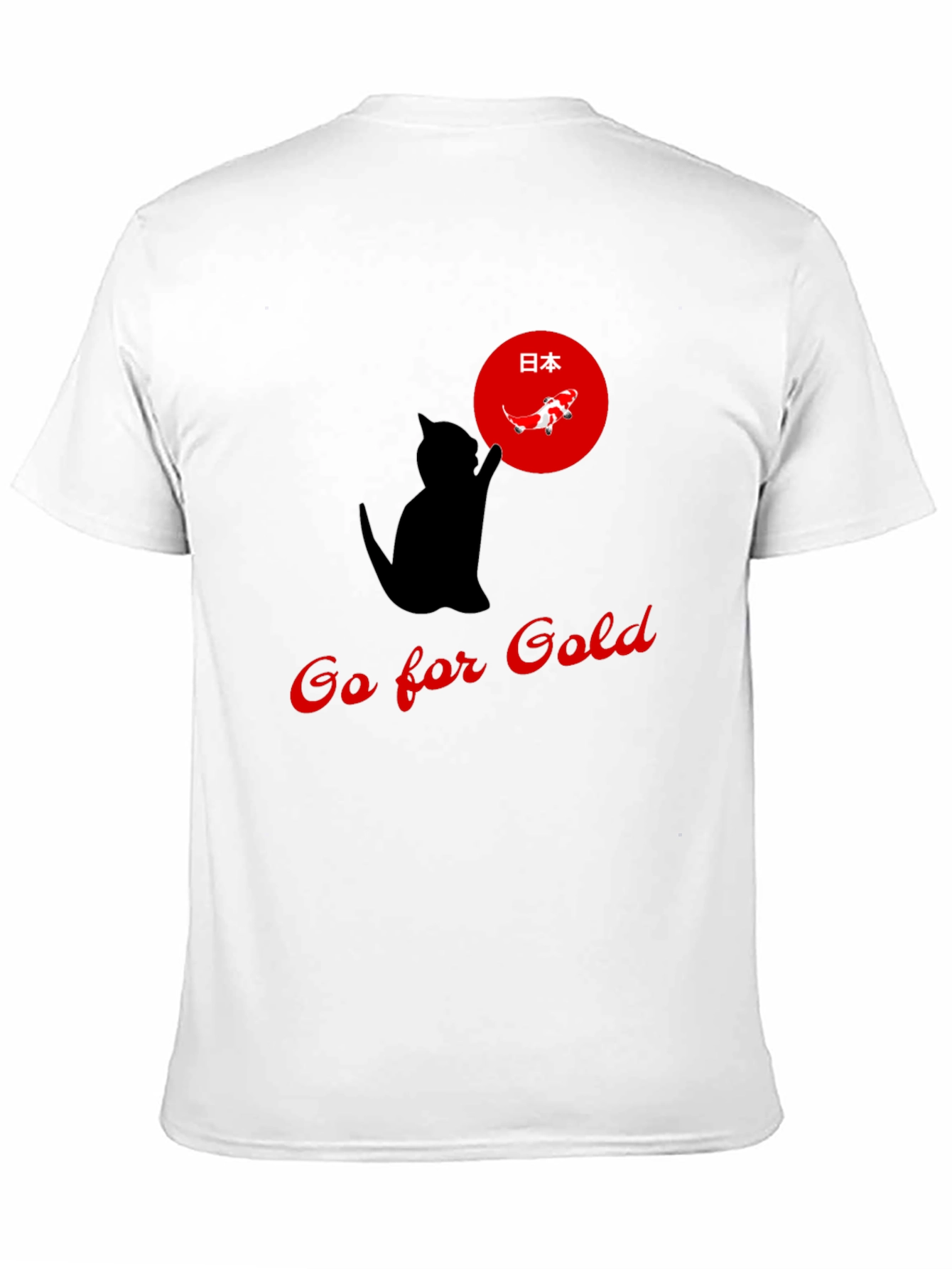 Go for Gold Cat T-Shirt Japanese Koi Design