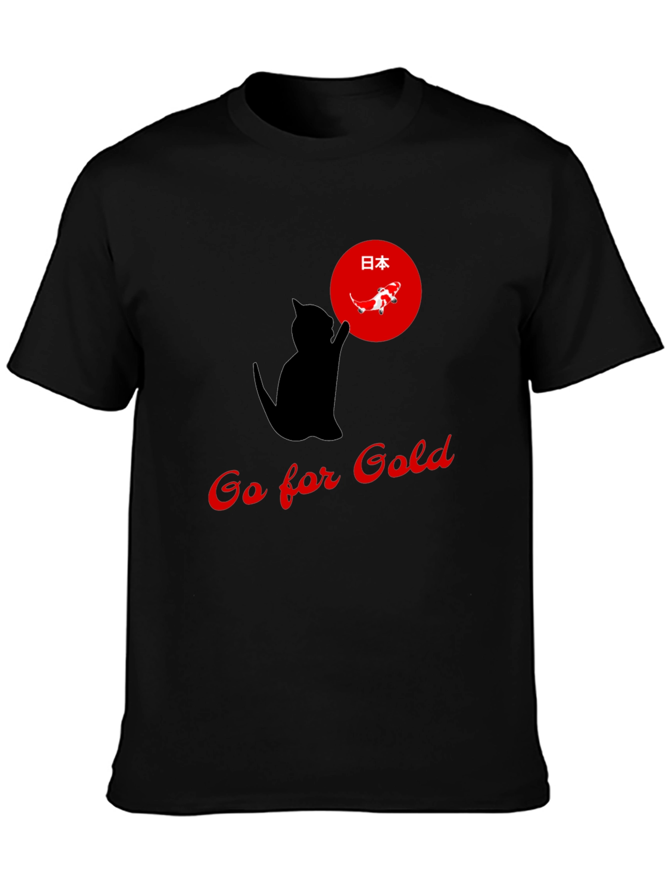Go for Gold Cat T-Shirt Japanese Koi Design