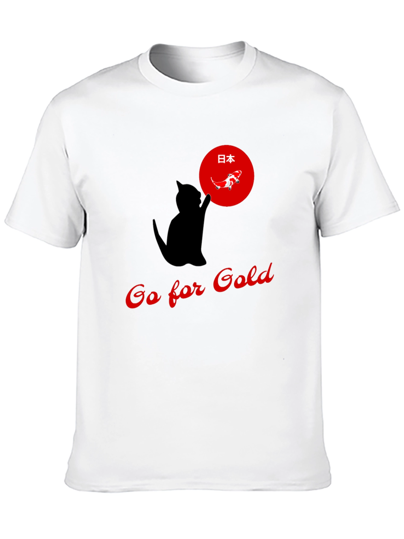 Go for Gold Cat T-Shirt Japanese Koi Design