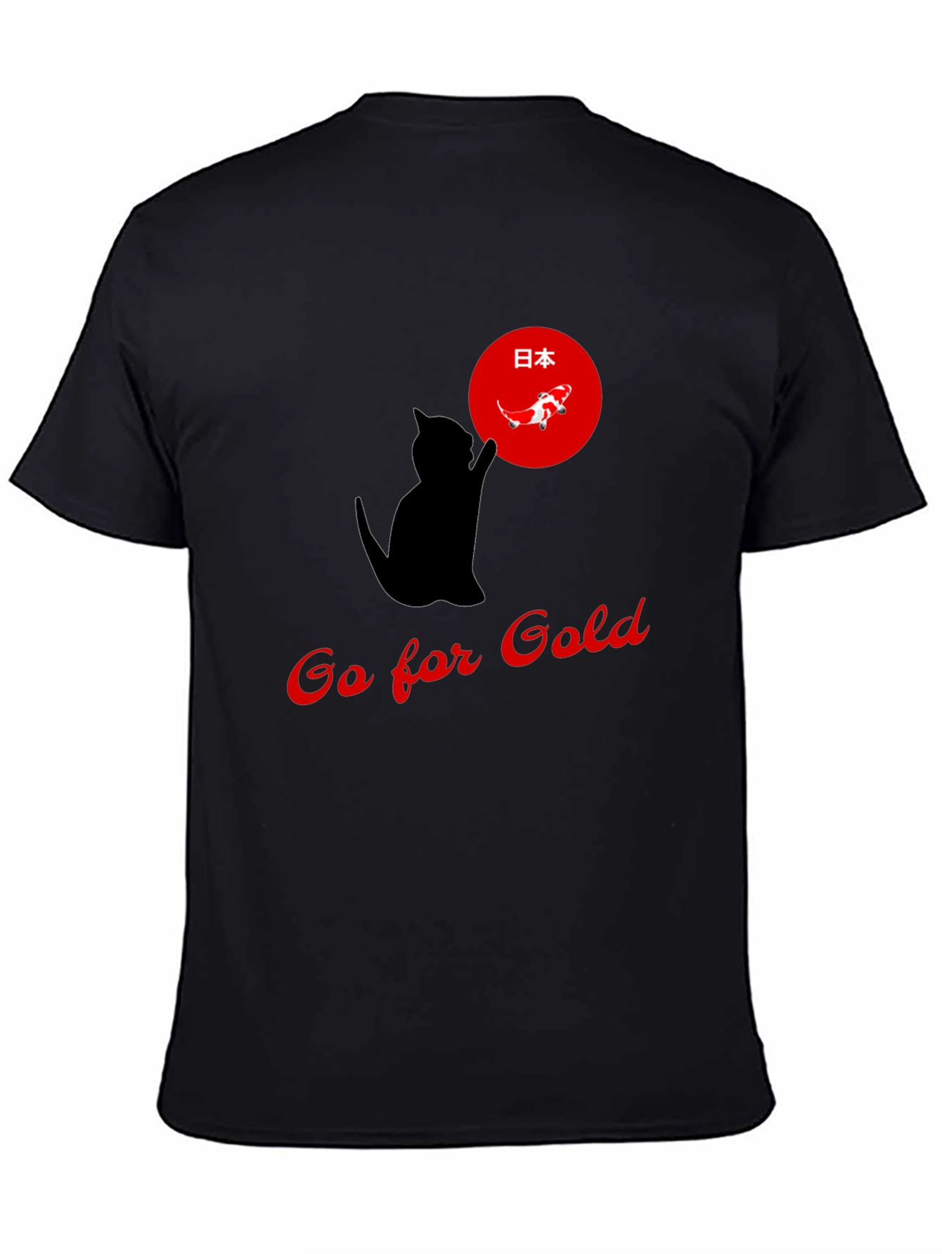 Go for Gold Cat T-Shirt Japanese Koi Design
