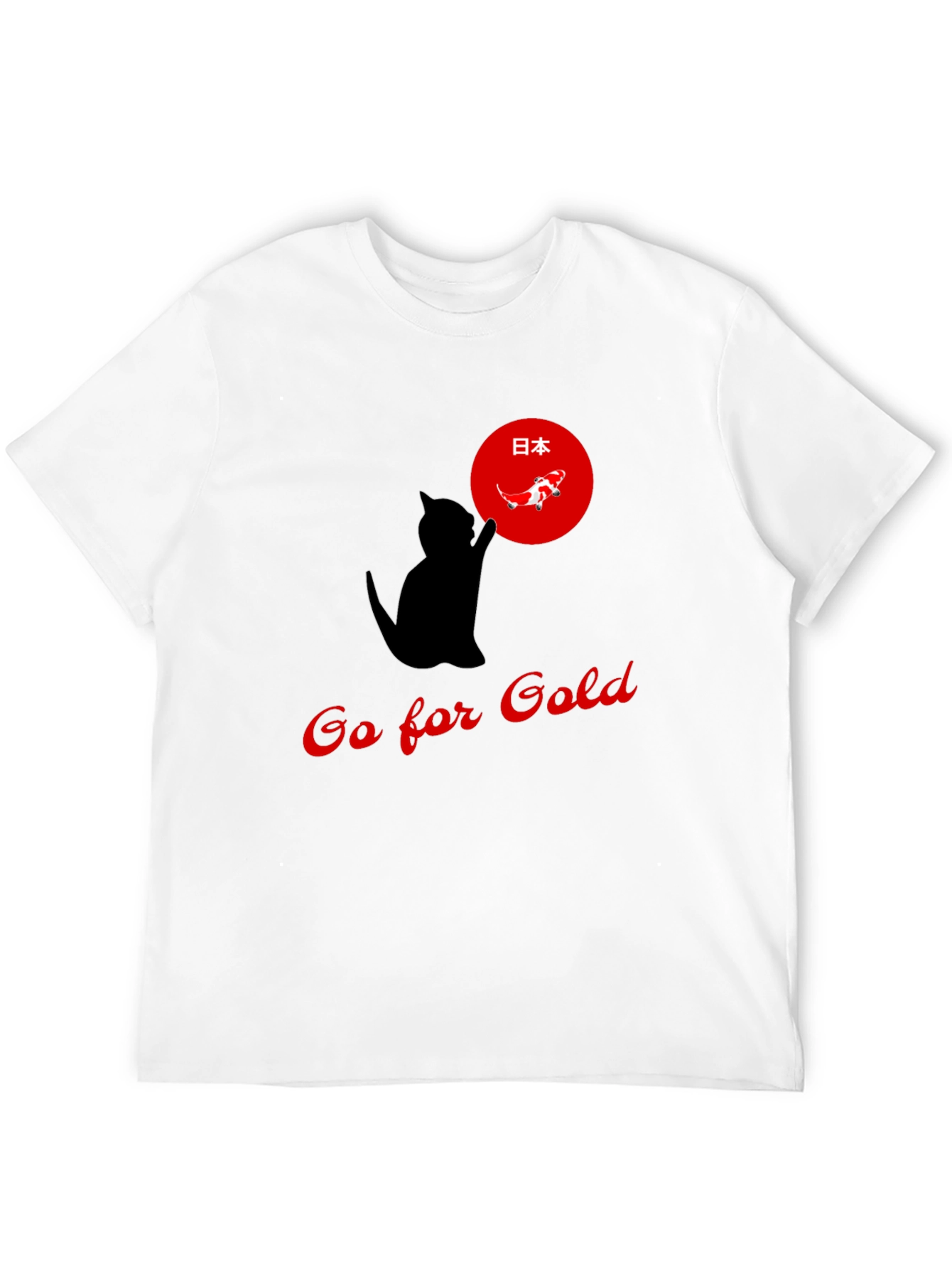 Go for Gold Cat T-Shirt Japanese Koi Design