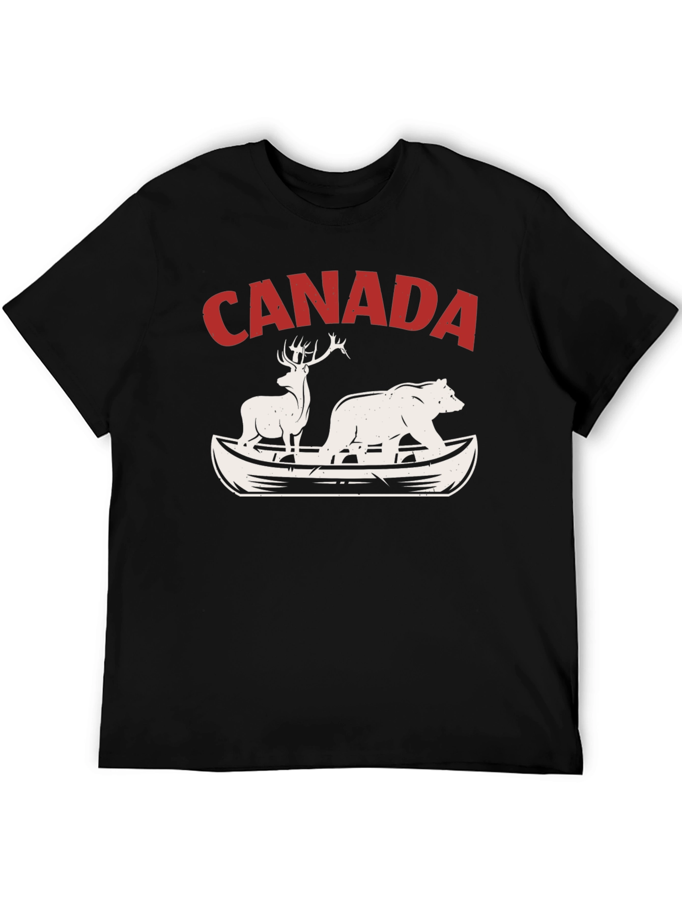 Canada Canoe Bear & Deer Graphic Tee - Black