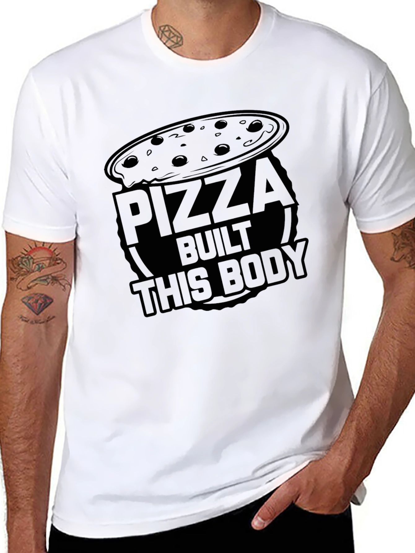 Pizza Built This Body Black T-Shirt