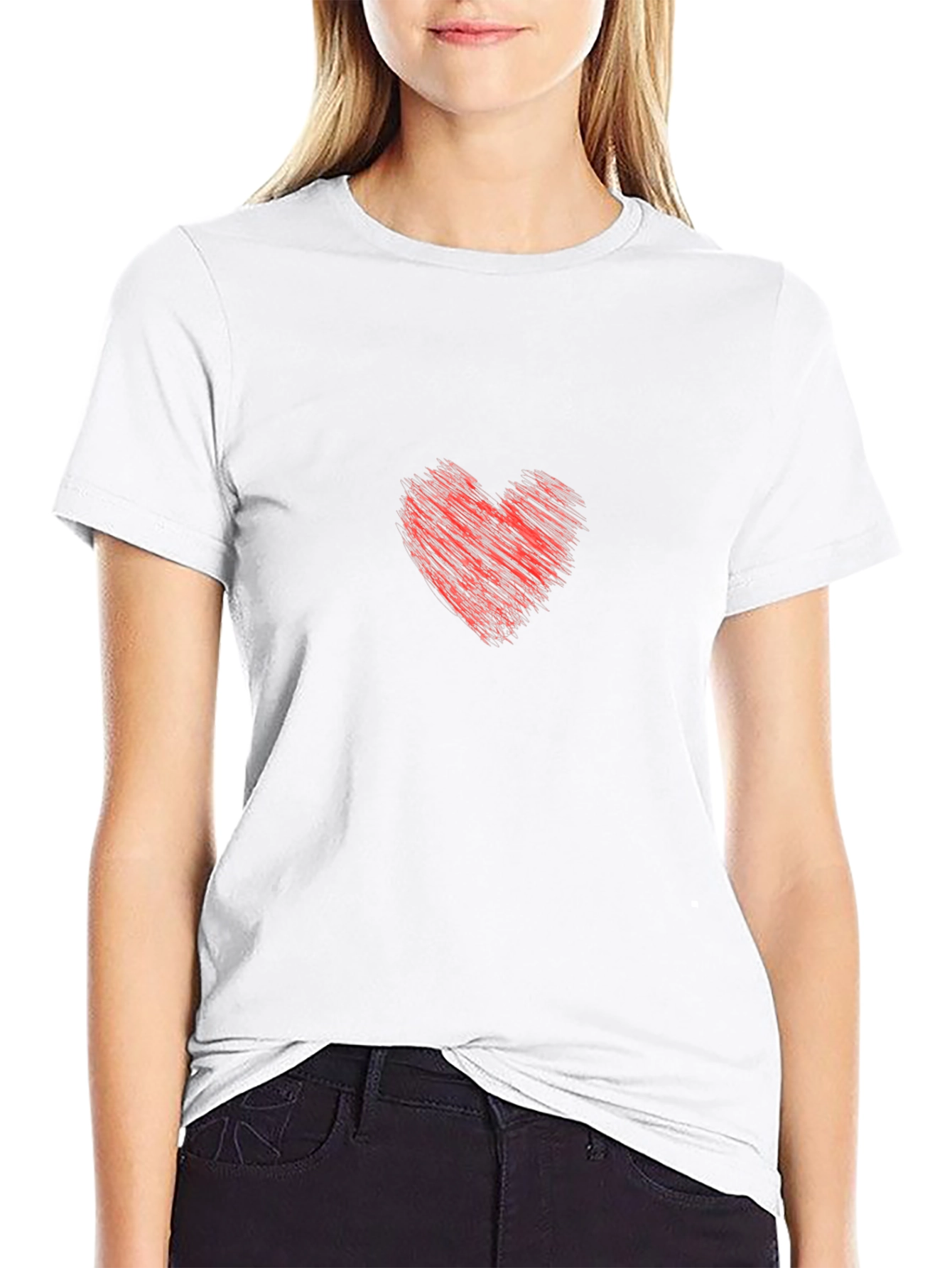 Heart Graphic Tee - Stylish Black Cotton T-Shirt