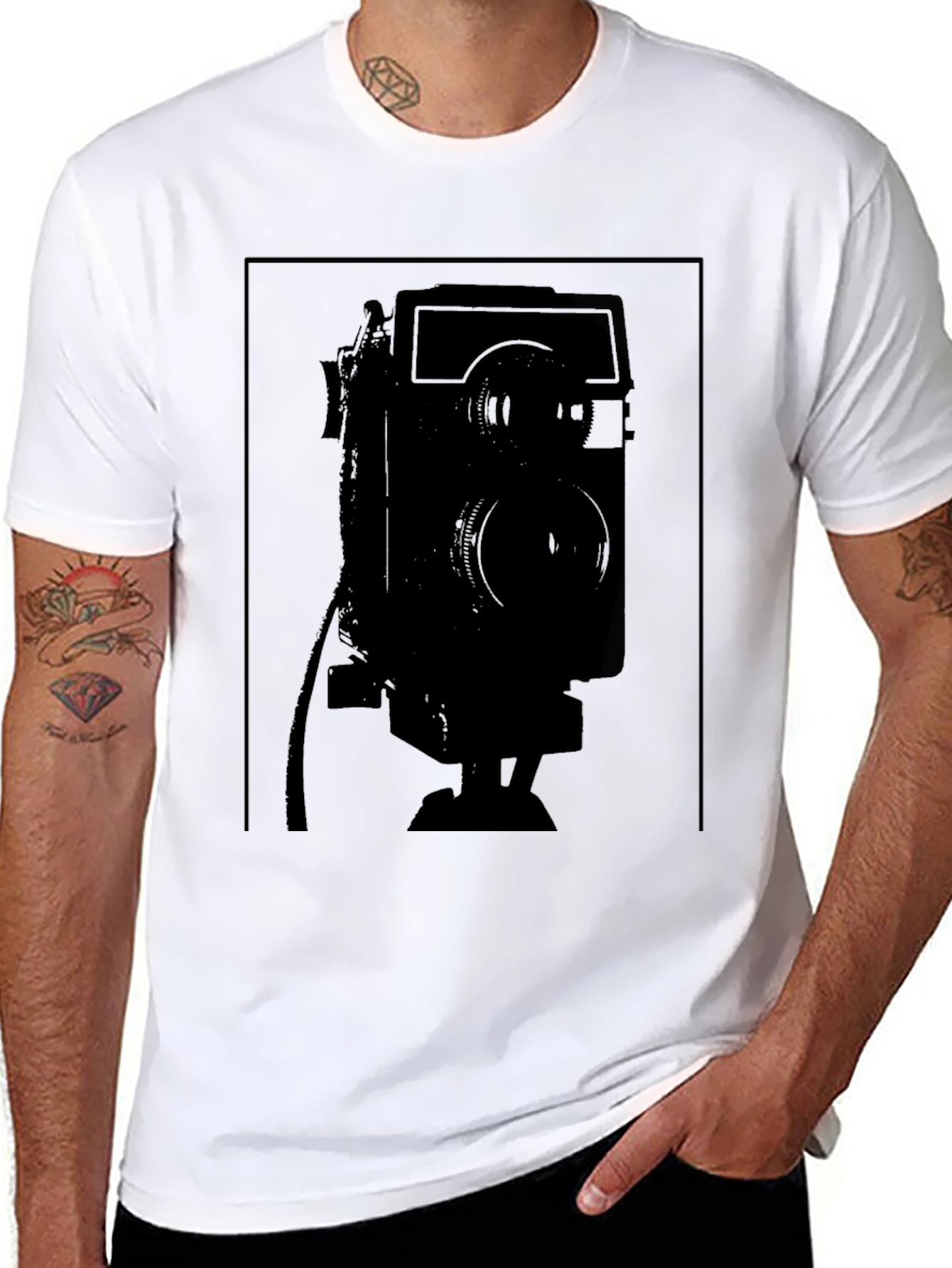 Retro Camera Graphic Black T-Shirt