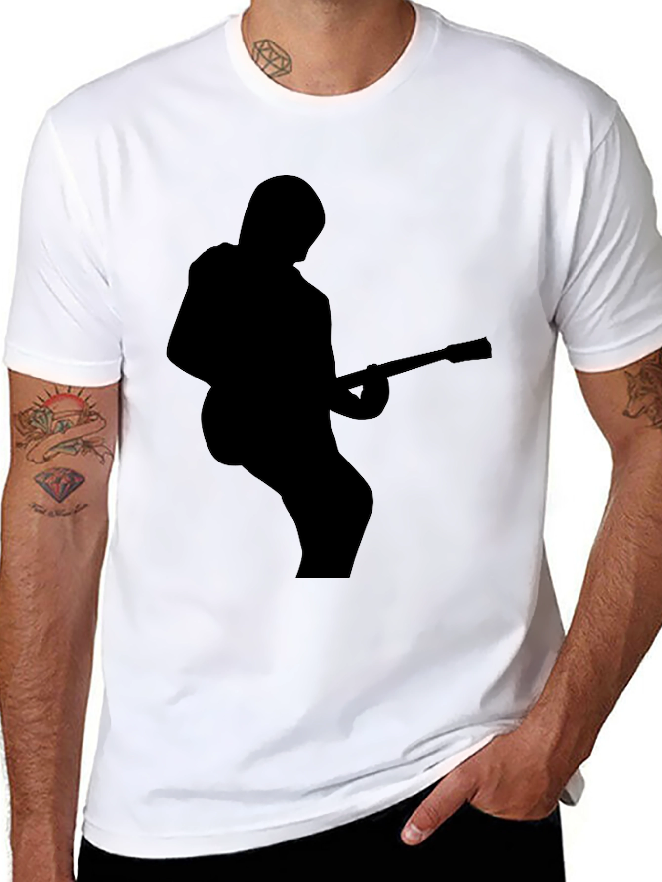 Guitarist Silhouette Black T-Shirt - Rock Star Style