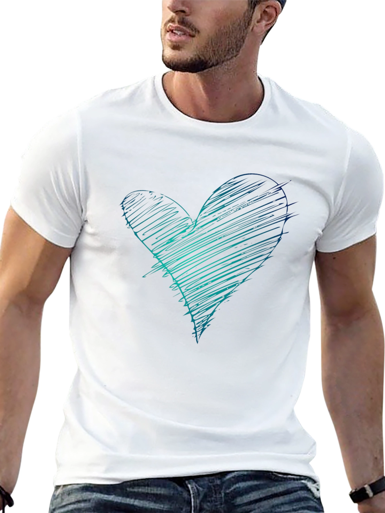 Scribble Heart Graphic Tee - Black