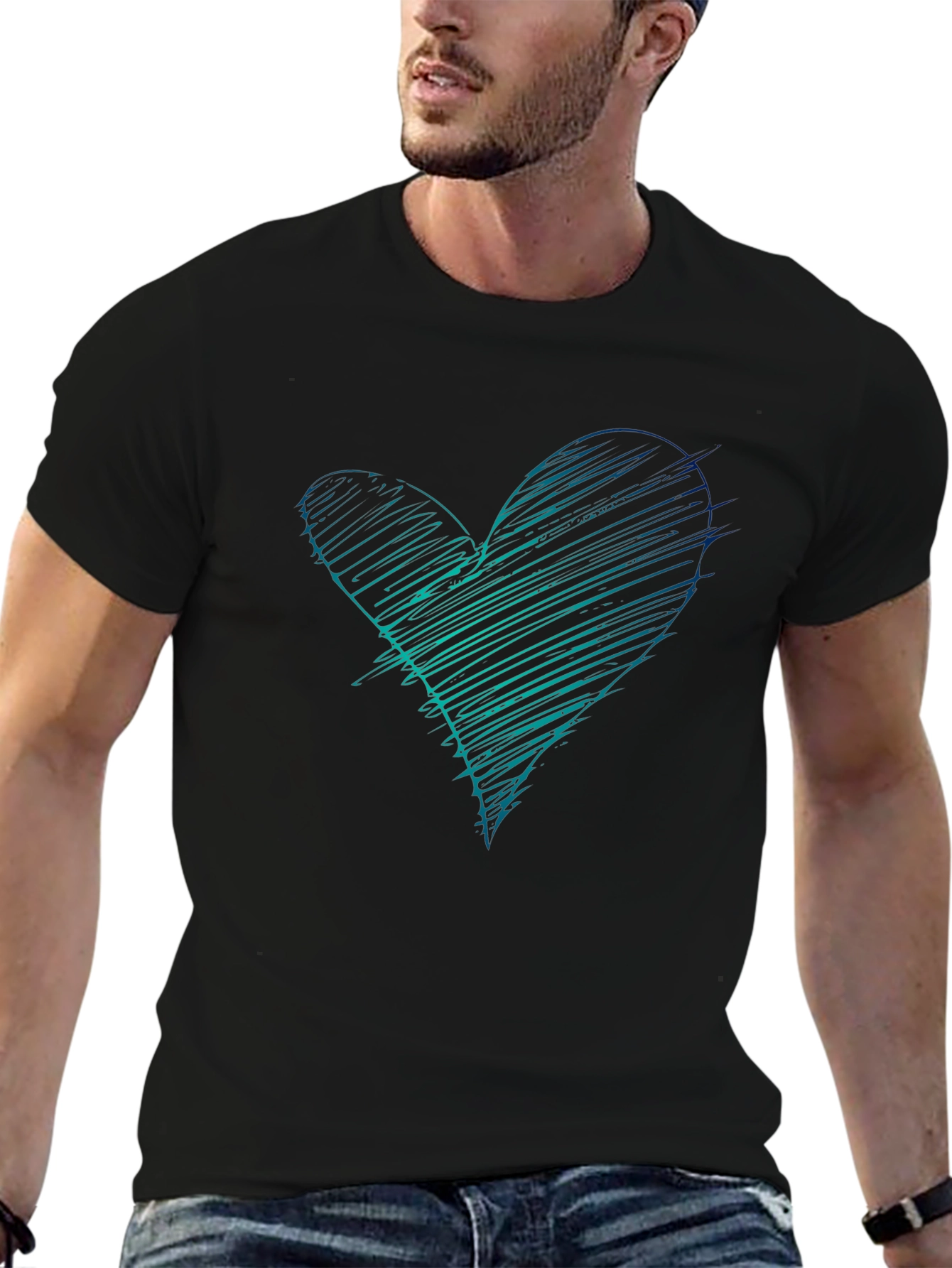 Scribble Heart Graphic Tee - Black