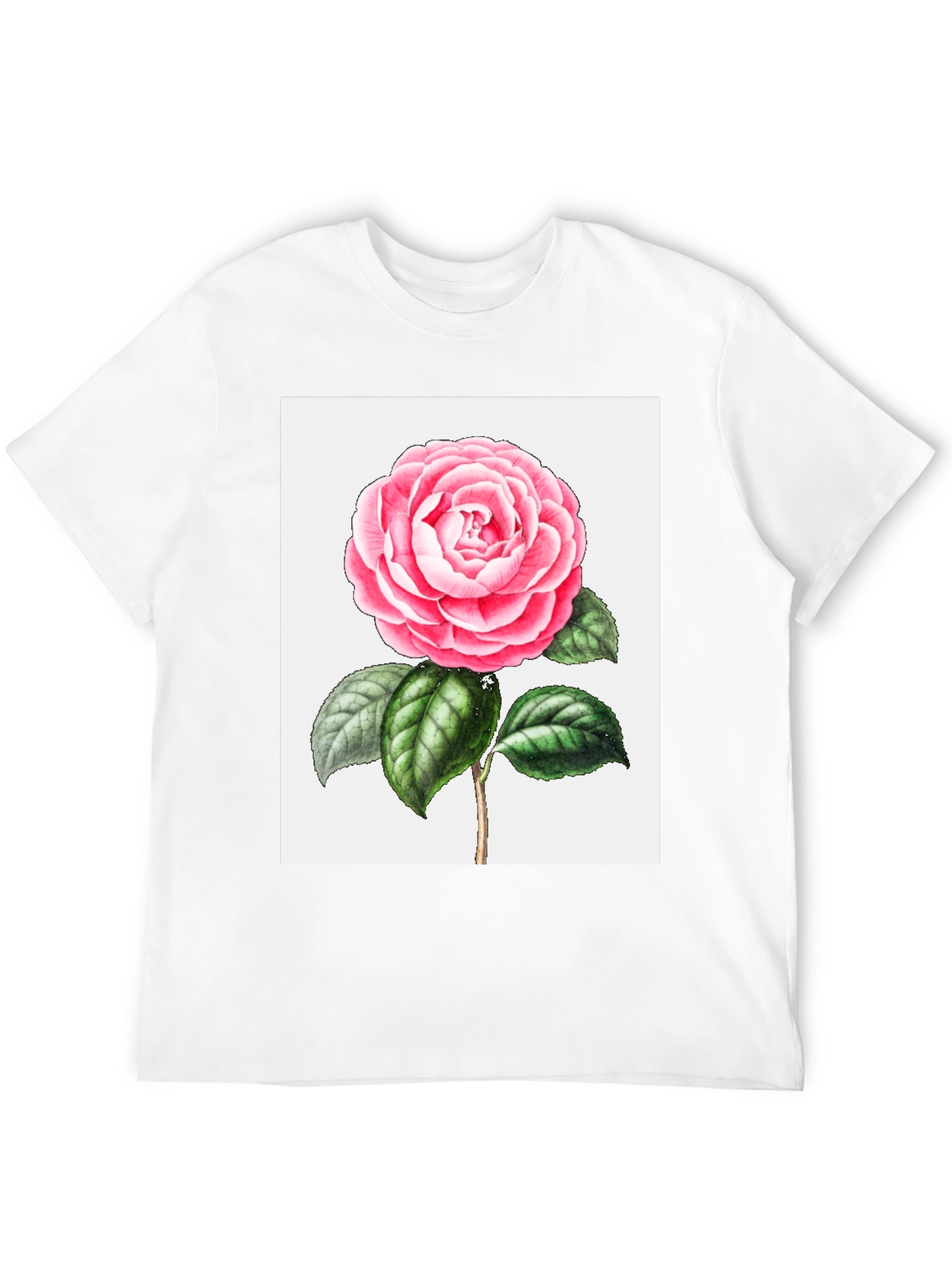 Floral Print Tee - Pink Camellia T-Shirt