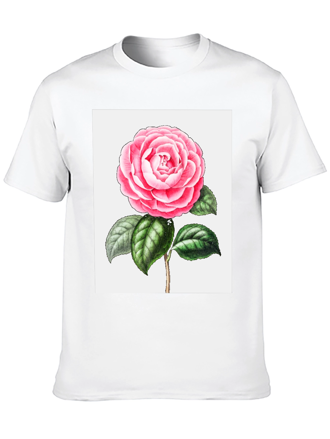 Floral Print Tee - Pink Camellia T-Shirt
