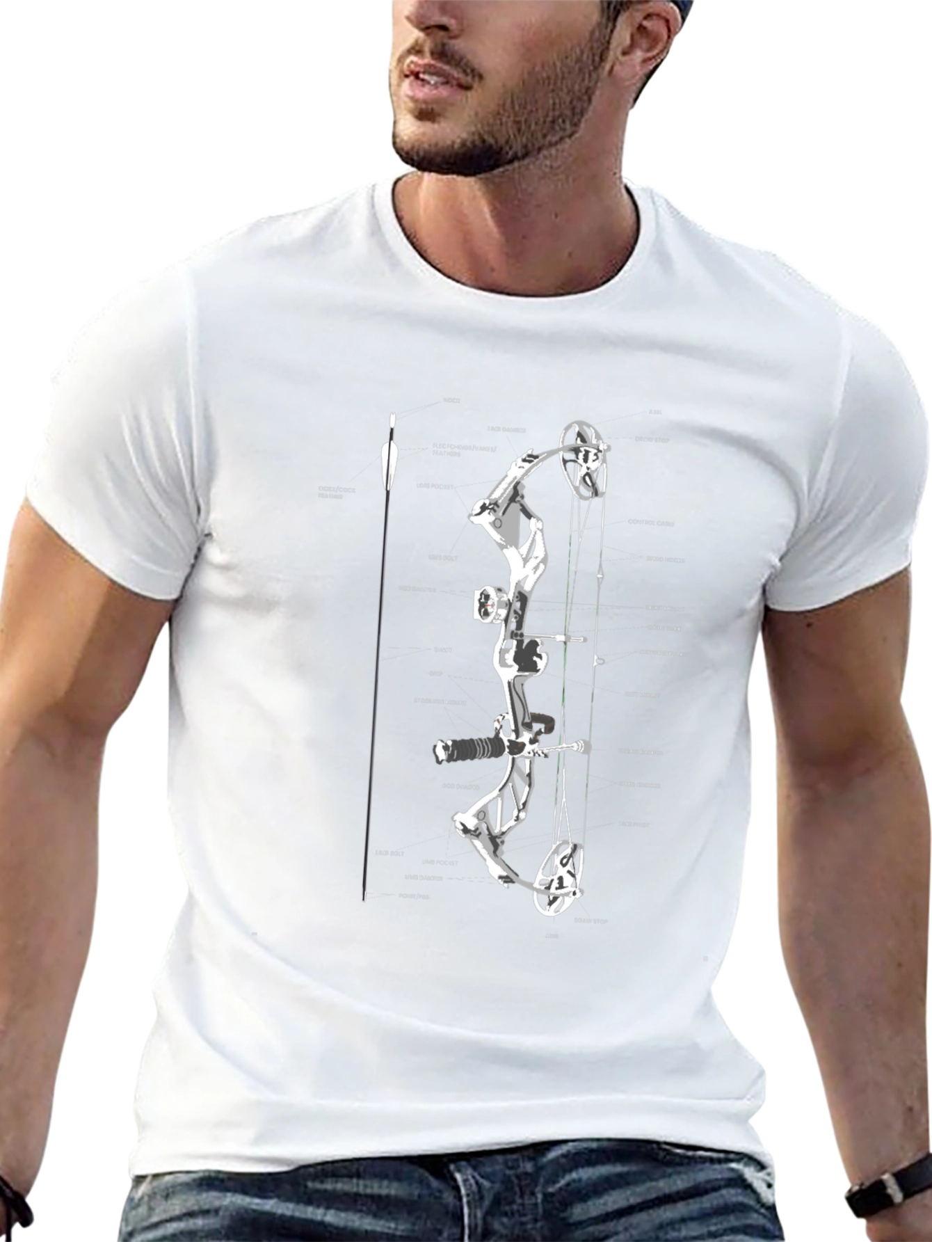 Archery Bow Diagram T-Shirt - Black Graphic Tee