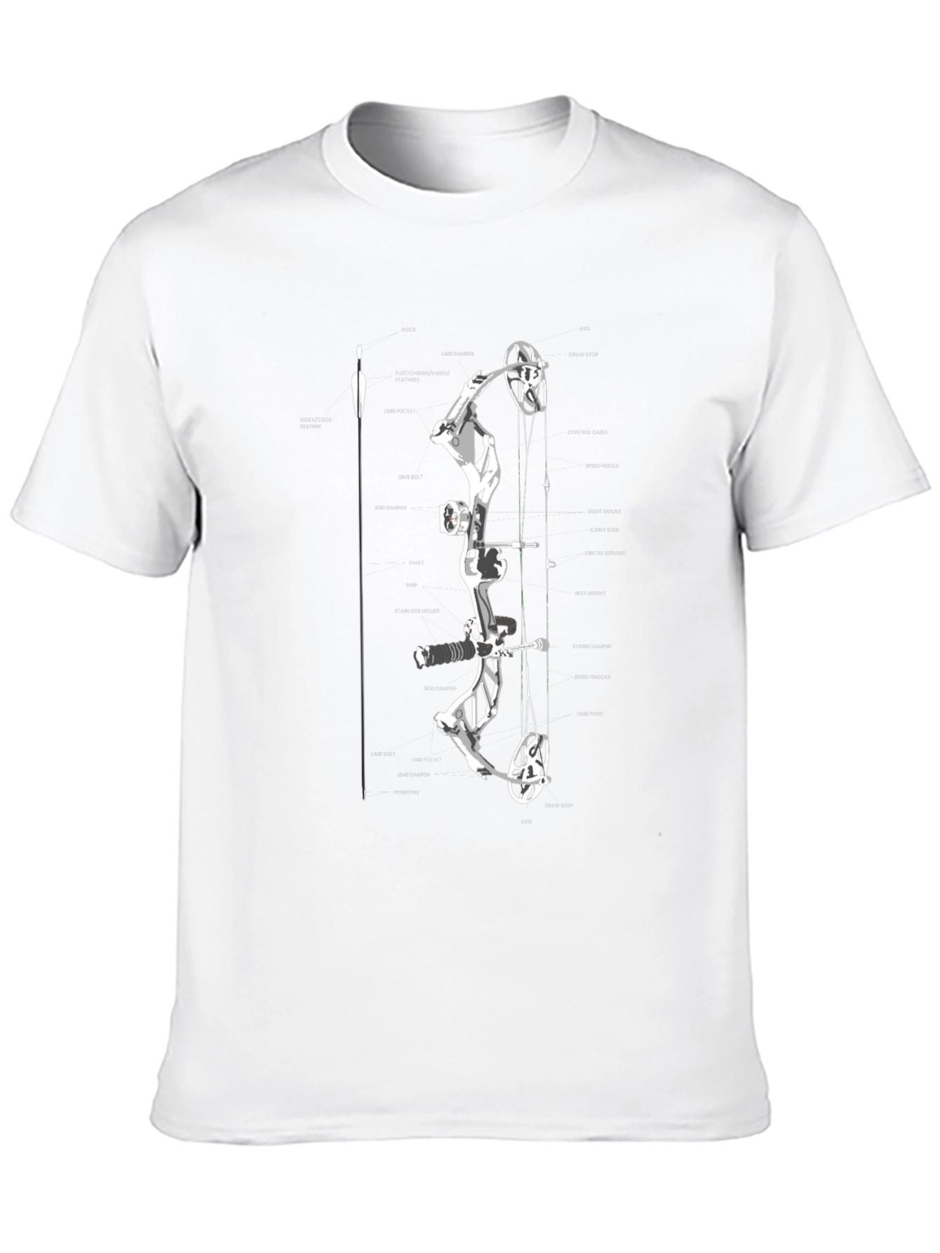 Archery Bow Diagram T-Shirt - Black Graphic Tee