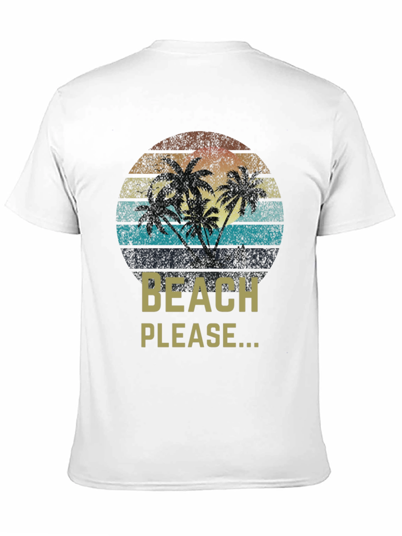 Beach Please Retro Sunset Palm Tree T-Shirt