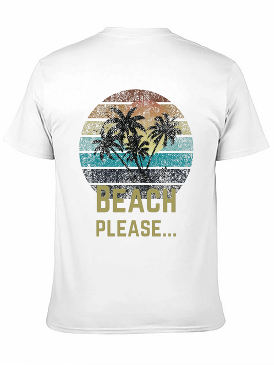 Beach Please Retro Sunset Palm Tree T-Shirt