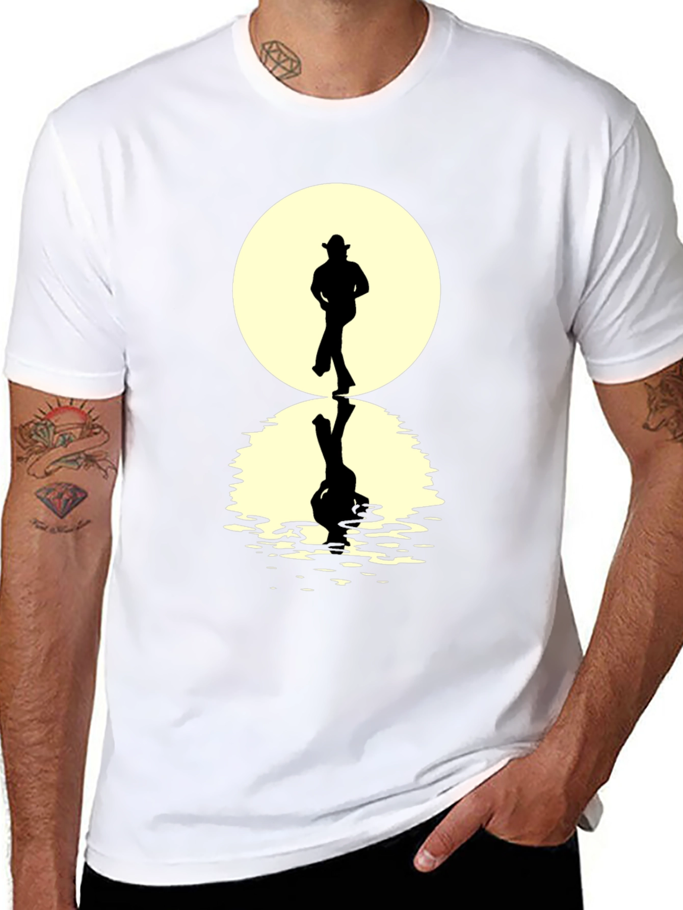 Cowboy Silhouette Reflection T-Shirt - Unique Graphic Tee