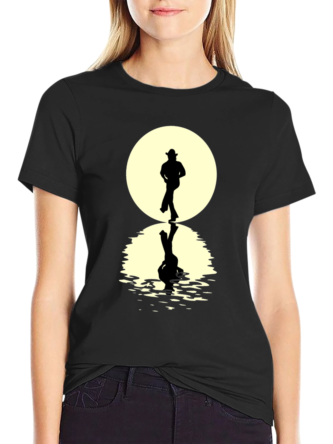 Cowboy Silhouette Reflection T-Shirt - Unique Graphic Tee