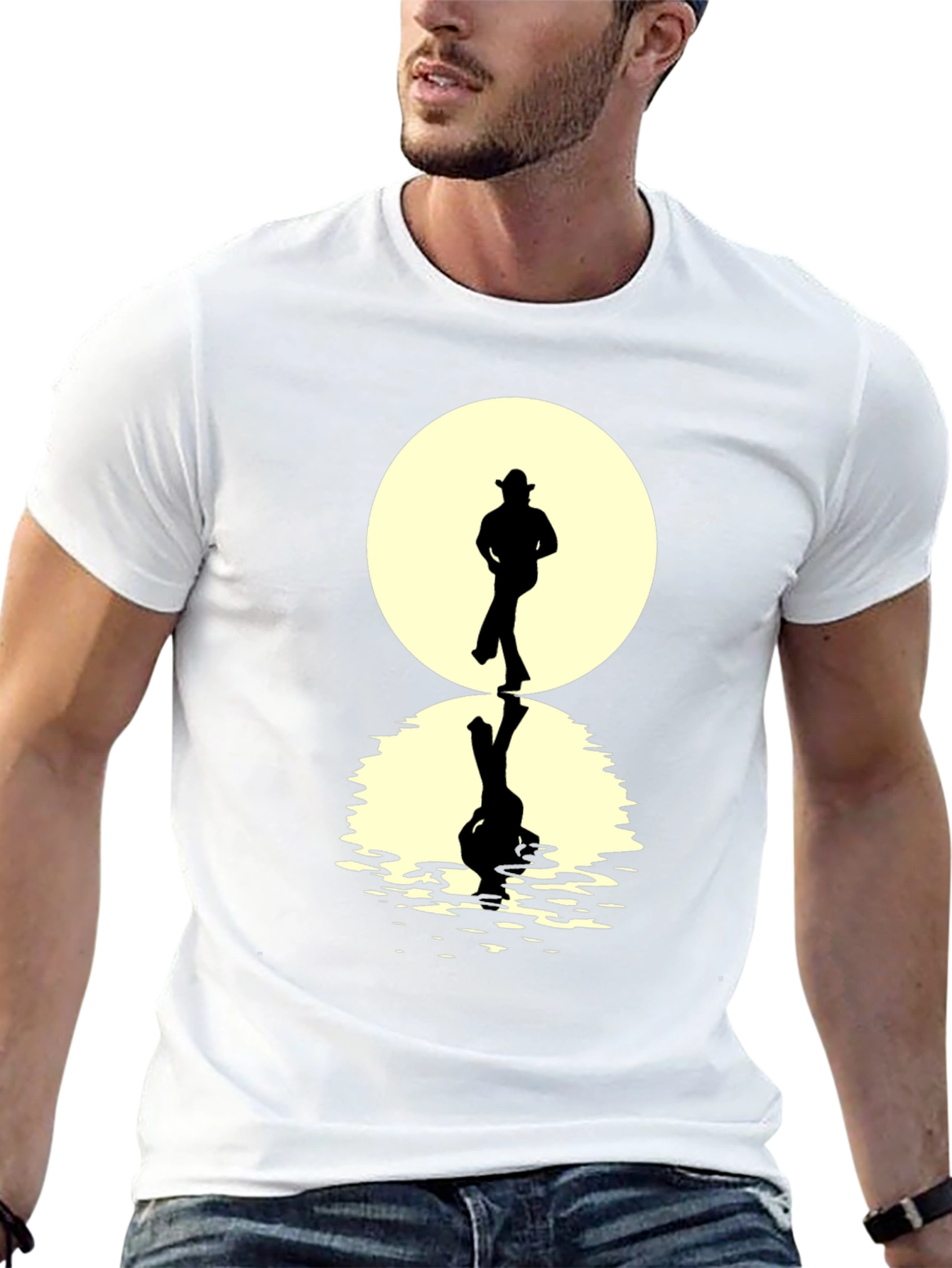 Cowboy Silhouette Reflection T-Shirt - Unique Graphic Tee