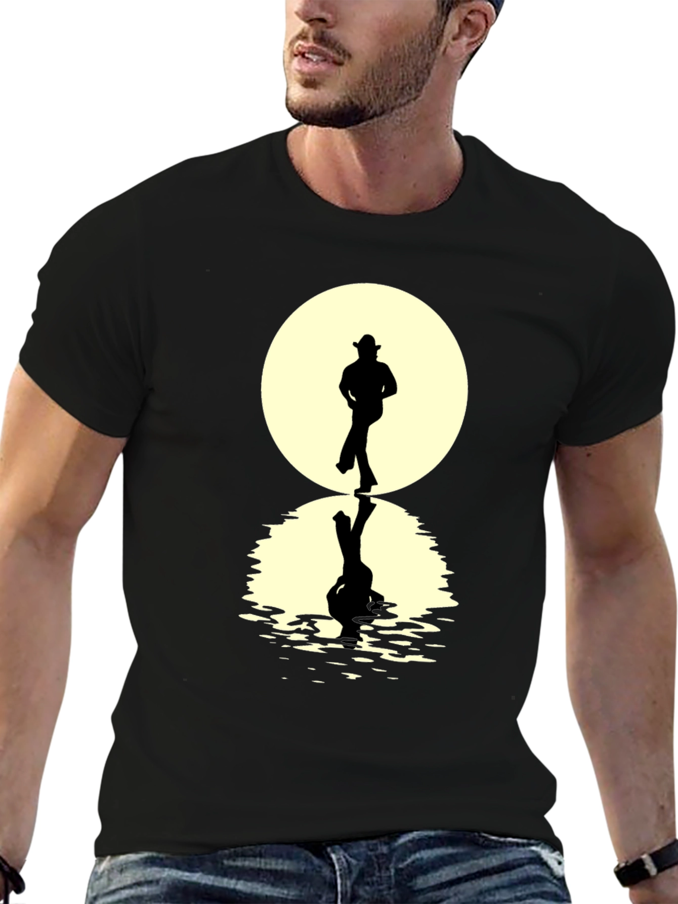 Cowboy Silhouette Reflection T-Shirt - Unique Graphic Tee