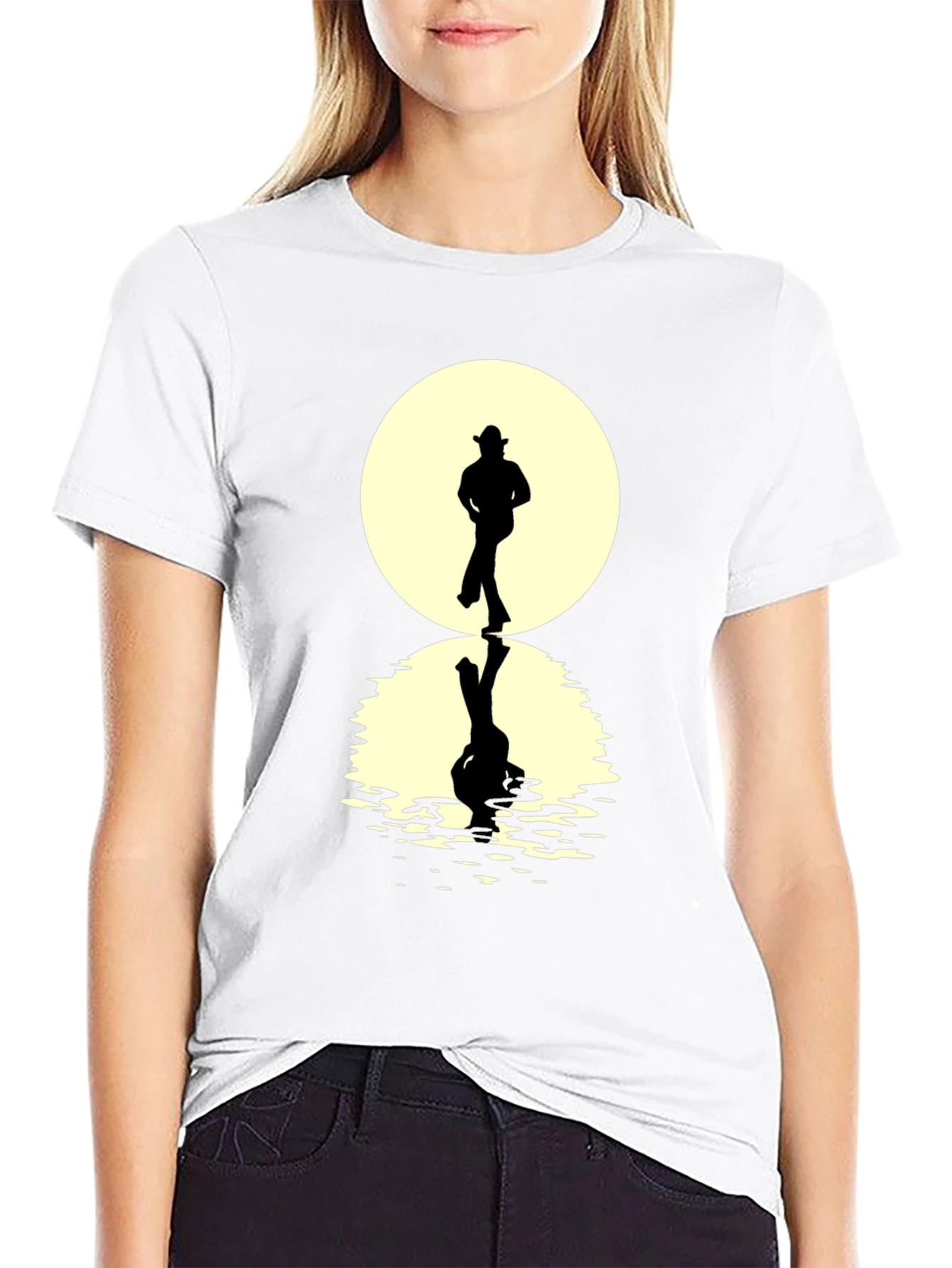 Cowboy Silhouette Reflection T-Shirt - Unique Graphic Tee