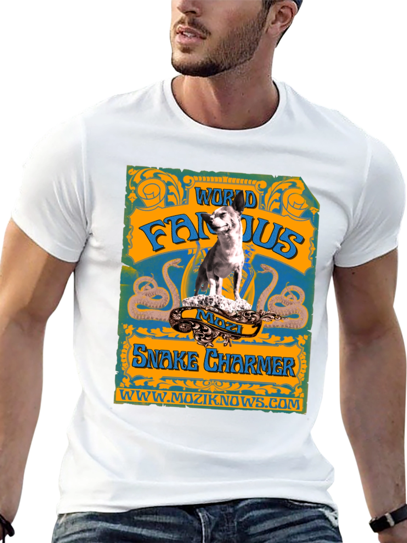 World Famous Snake Charmer Mozzi Dog T-Shirt